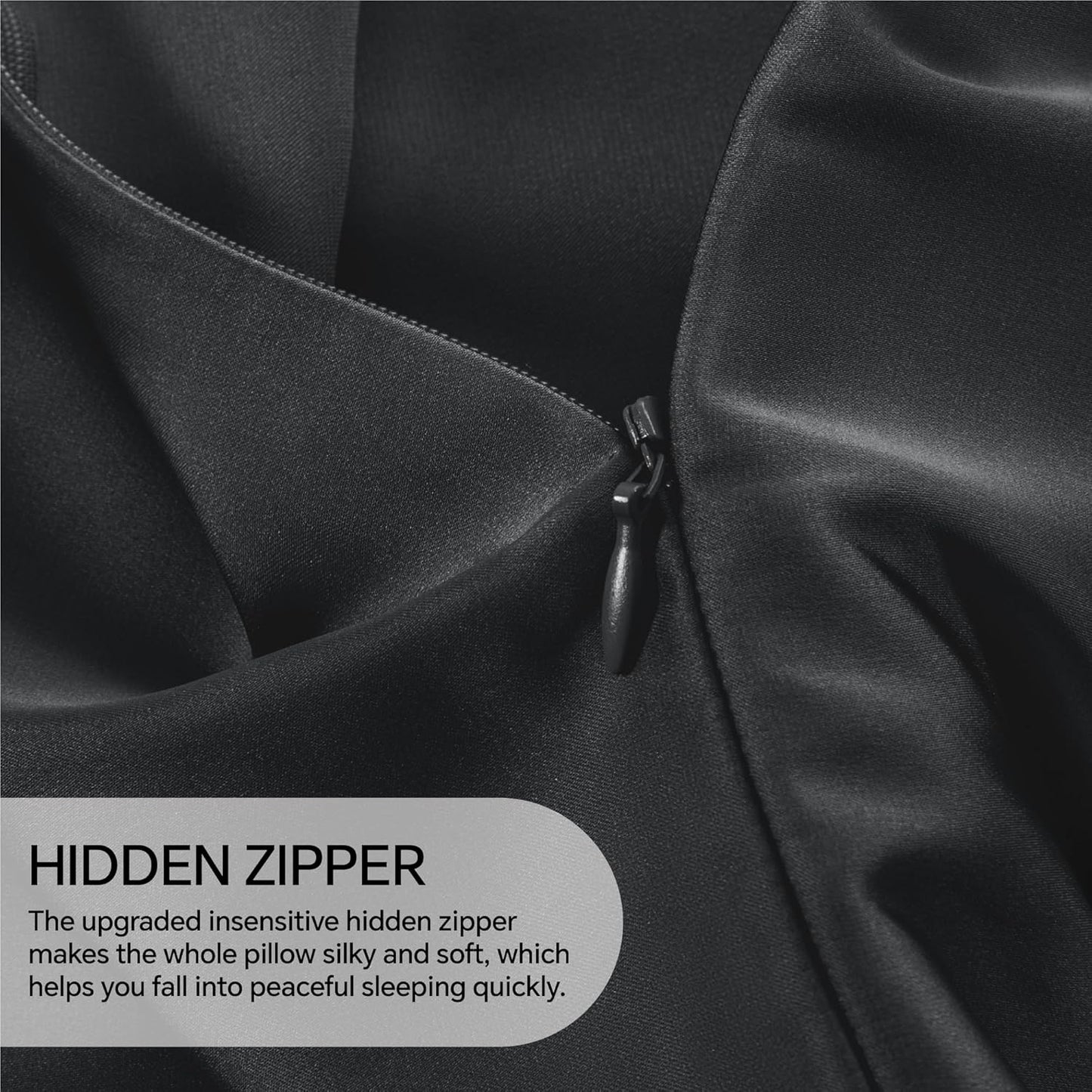 INFIIXSO Silk Pillow Cases 2 Pack Standard Size, Ultra Smooth & Soft Mulberry Silk Pillow Case for Hair and Skin, Breathable Cooling Silk Pillowcase with Hidden Zipper (Black, 20x26 Inches)