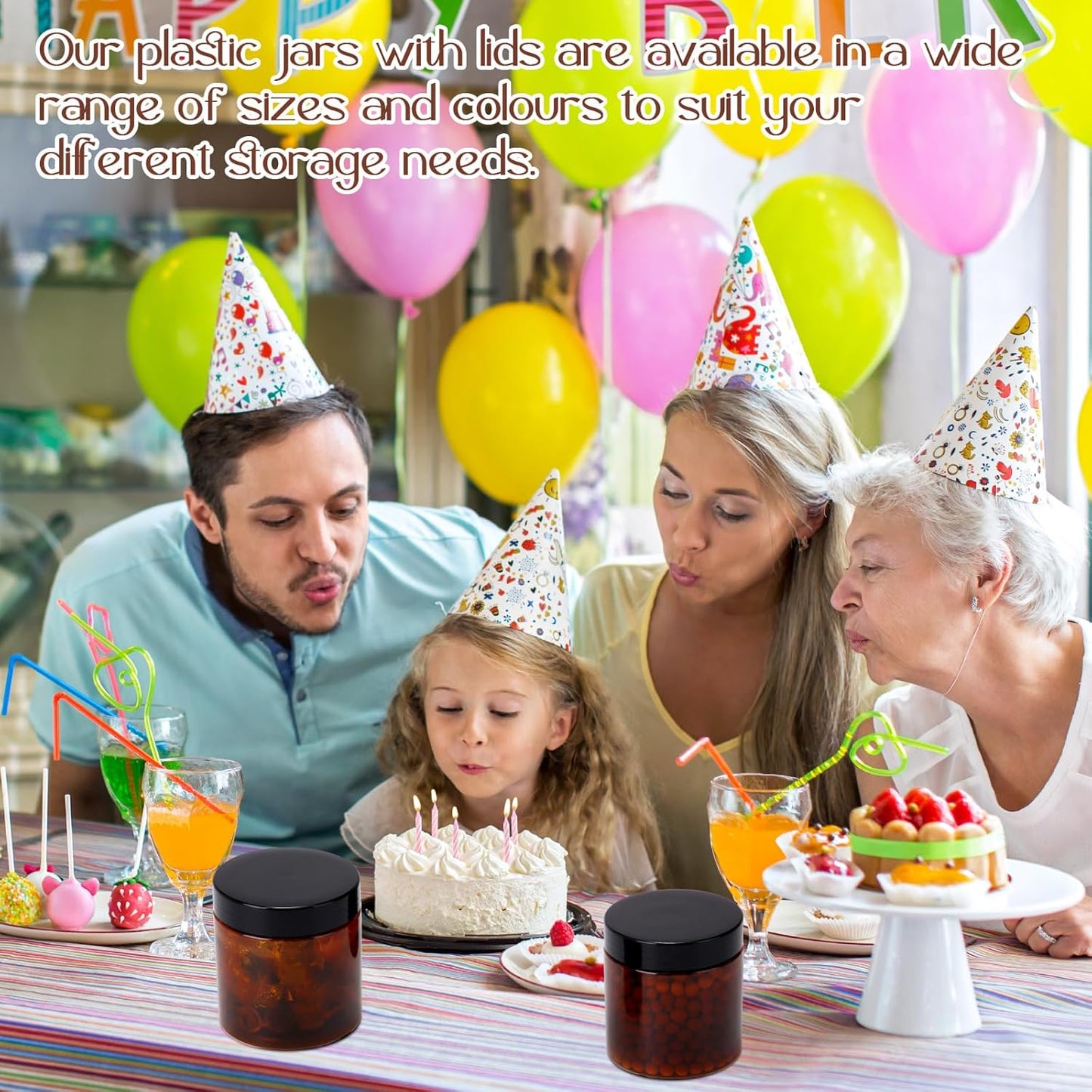 SATINIOR 12 Pack 8 oz Plastic Container Jars with Lids Round Clear Travel Cosmetic Container Slime Jars for Toiletries, Lotion, Cream, Ointments, Makeup, Rhinestone, Samples, Kitchen Storage(Amber)