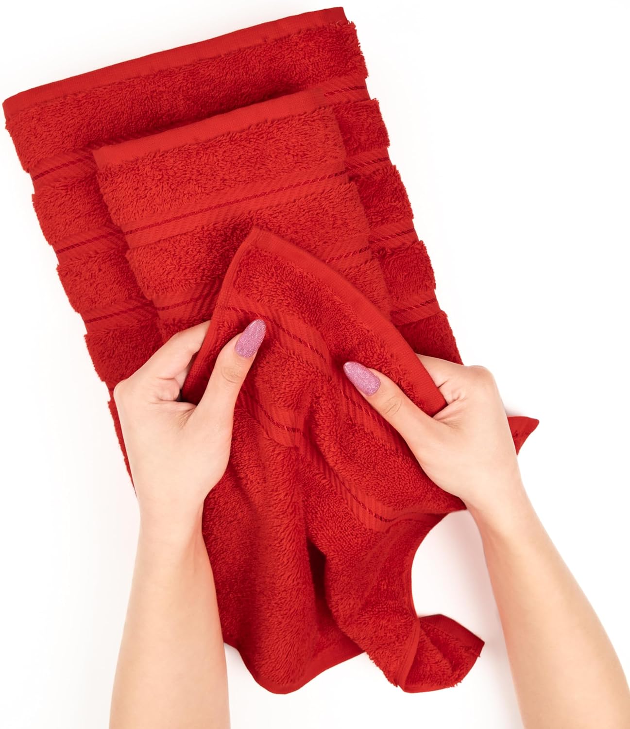 American Soft Linen Luxury 6 Piece Towel Set, 2 Bath Towels 2 Hand Towel 2 Washcloths, 600 GSM 100% Cotton Turkish Towels for Bathroom, Red Towel Sets