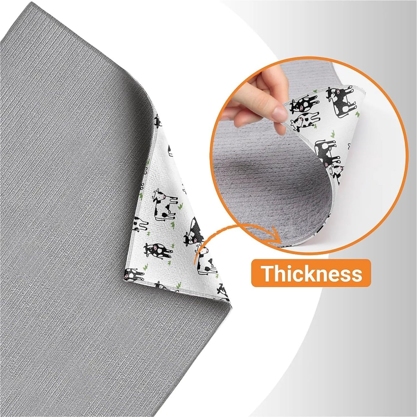 Dish Drying Mat For Kitchen Counter, Cute Cows Microfiber Absorbent Dish Drainer Rack Pad Reusable Large 18x24in Drying Mat