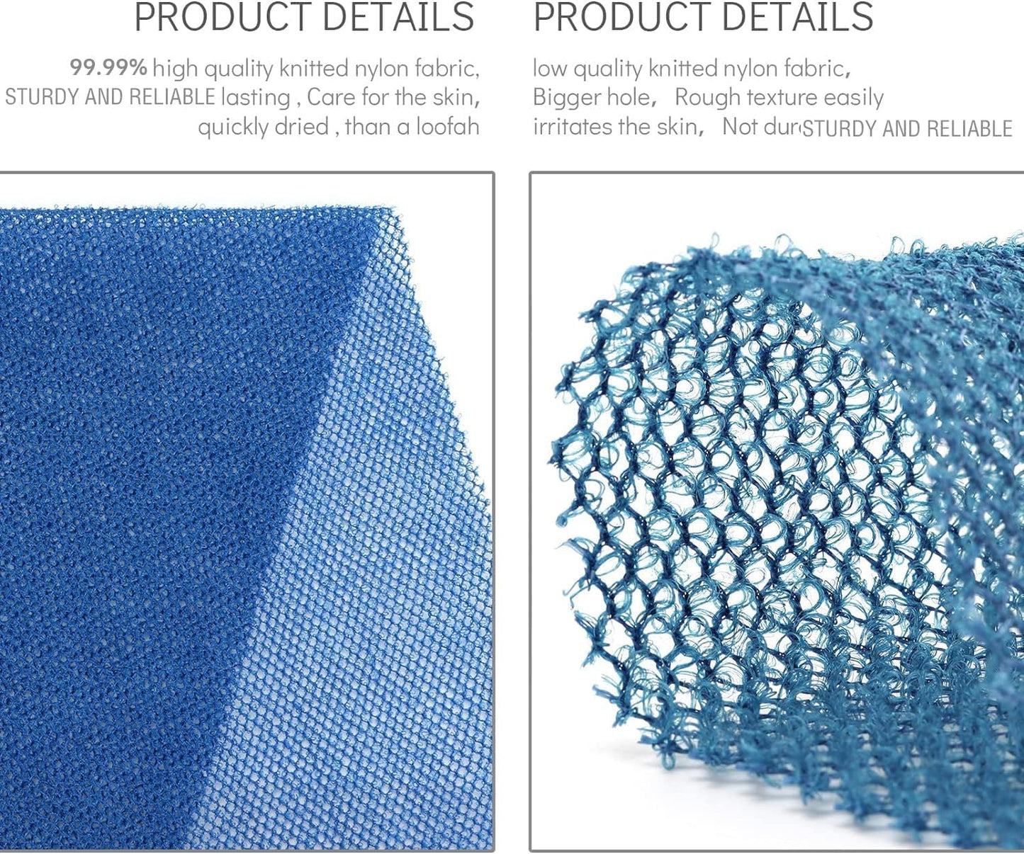 UJFQBH 3 Pieces African Bath Sponge African Net Long Net Bath Sponge Exfoliating Shower Body Scrubber Back Scrubber Skin Smoother,Great for Daily Use (Blue)