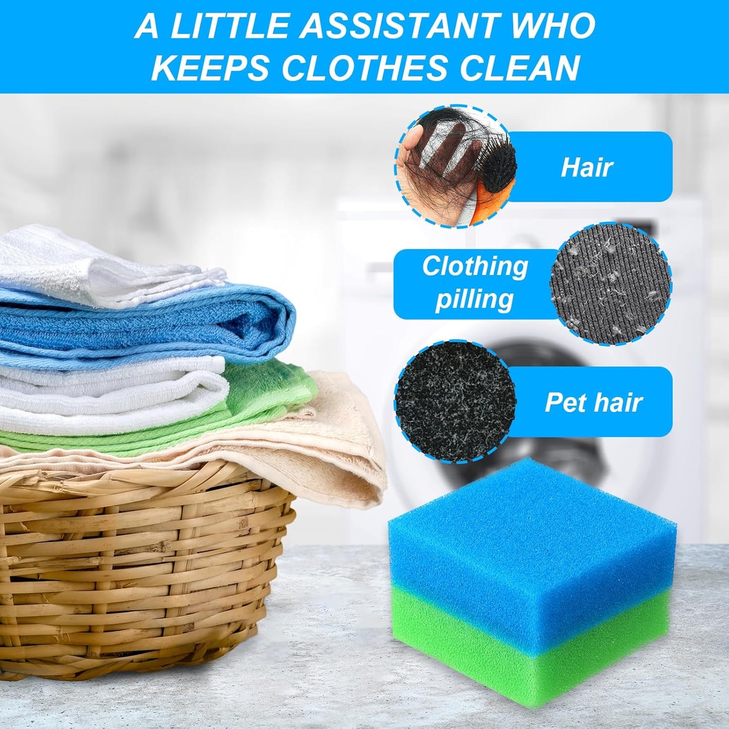 18Pcs Washing Machine Pet Hair Catcher, Pet Hair Remover for Laundry, Anti Winding Lint Catcher for Washing Machine, Reusable Laundry Pets Hair Remover for Pets Fur, Hair, Lint and Dander