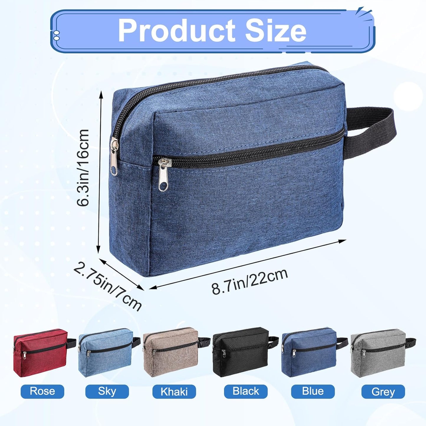 6 PCS Travel Toiletry Bag for Women and Men, Travel Pouch, Large Shaving Bag, Portable Grooming Bag, Foldable Storage Bags with Handle for Cosmetics Toiletries Tools, 6 Colors