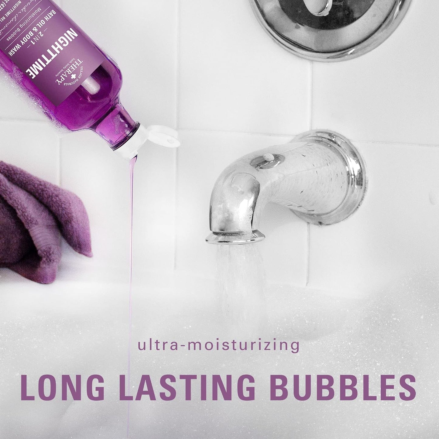 Village Naturals Therapy, Foaming Bath Oil and Body Wash, Nighttime Relief, 16 oz, Pack of 2