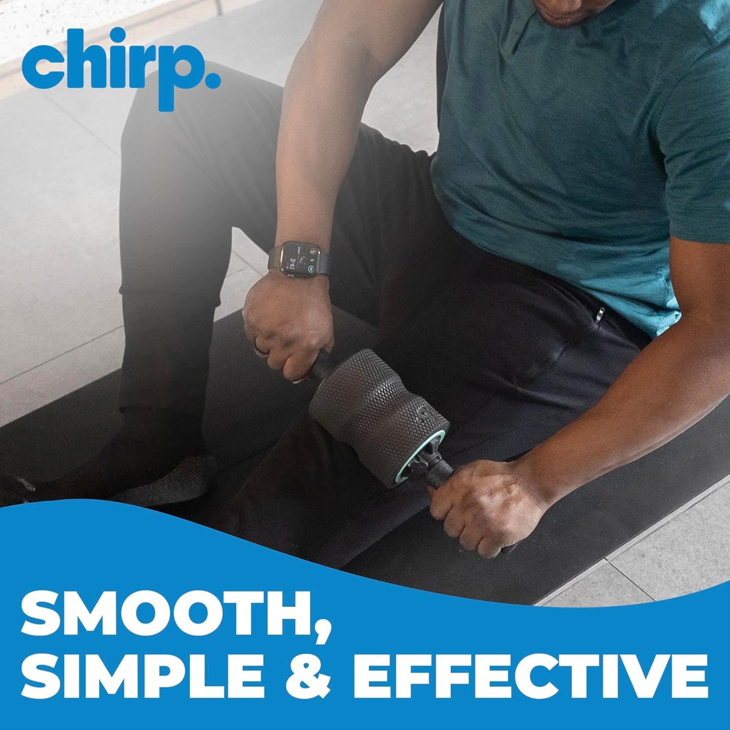 Chirp Focus Muscle Roller Handle, Muscle Roller Handle for Deeper Massage, Deep Tissue Rolling Massager for Neck, Shoulder, & Back Pain, Compatible with The 4-Inch Focus Wheel - 15.5" (39cm)