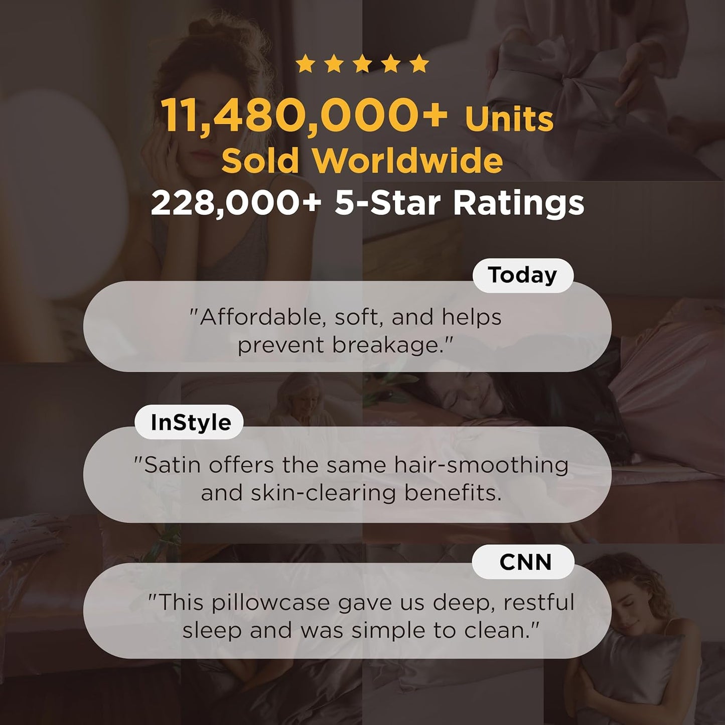 Bedsure King Size Satin Pillowcase Set of 2 - Silver Grey Pillow Covers for Hair and Skin with Envelope Closure, Similar to Silk Pillow Cases, Gifts for Women Men, 20x36 Inches, 2pcs