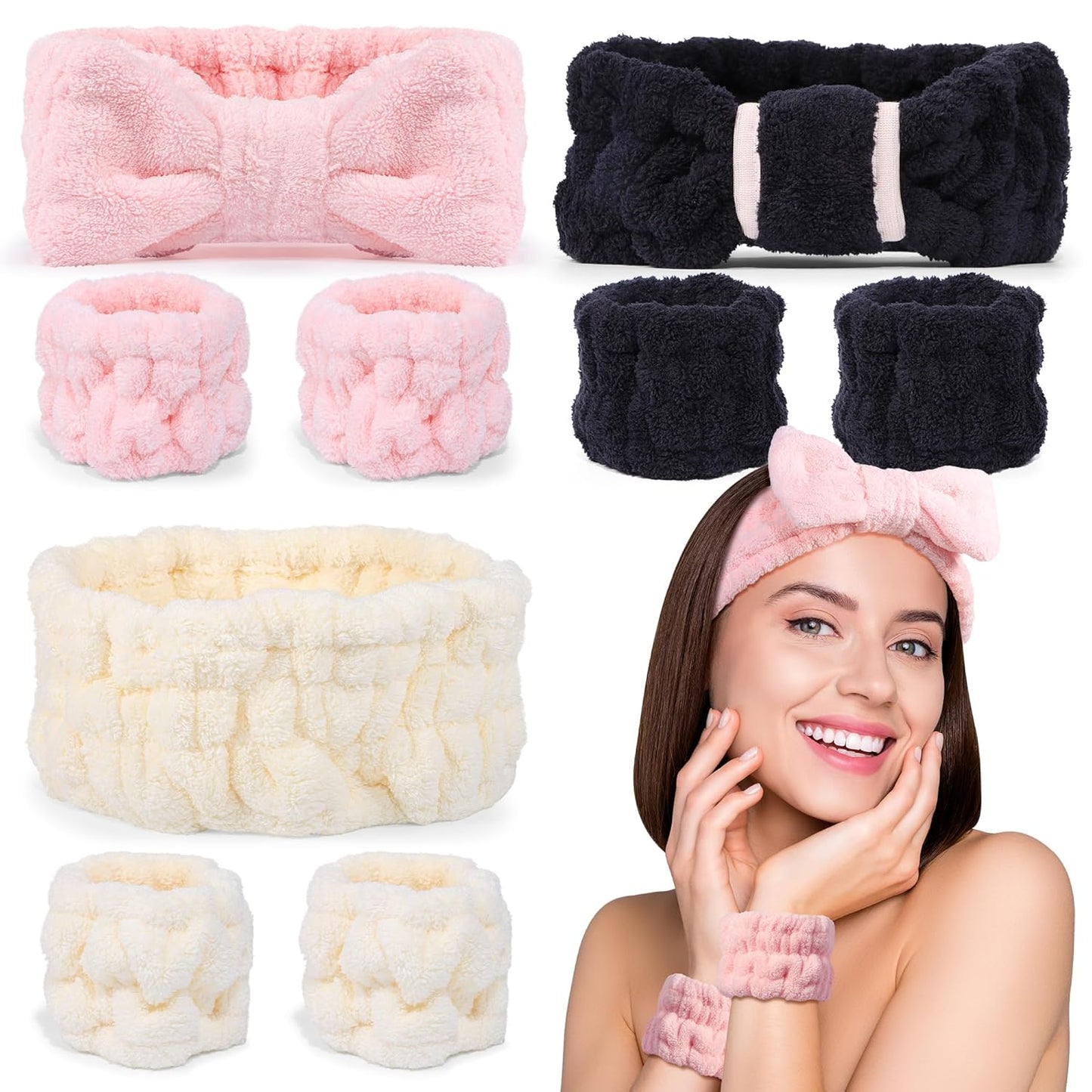 9 Pieces Skincare Headband for Washing Face,Spa Headband and Wristband Set for Women,Women Teen Girls Facial Hairbands for Washing Face, Makeup, Sports, Yoga