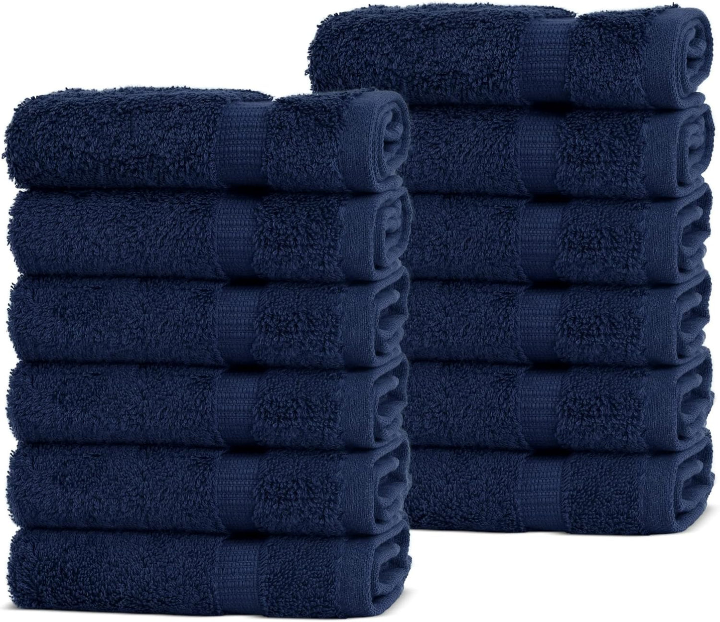 Chakir Turkish Linens | Hotel & Spa Quality 100% Cotton Premium Turkish Towels | Soft & Absorbent (12-Piece Washcloths, Navy)