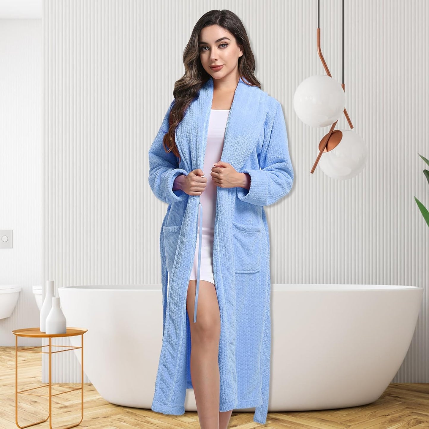 Women's Shawl Collar Bathrobe, Soft Long Towel Robes for Women - Super Absorbent Quick Dry yet Warm