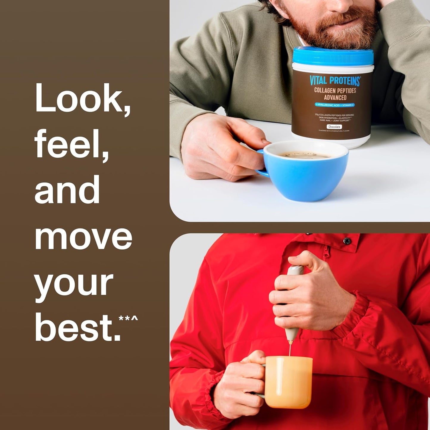 Vital Proteins Collagen Peptides Advanced, Hydrolyzed Peptides with Hyaluronic Acid and Vitamin C - Chocolate Flavor Powder, 24.7oz