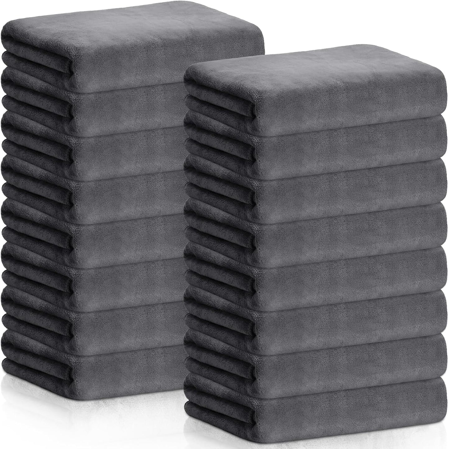 16 Pack Microfiber Bath Towels Bulk 27'' x 60'' Oversized Size Bath Towel Highly Absorbent Extra Large Soft Drying for Shower Beach Salon Winter Sport Spa Gym (Simple,Dark Gray)