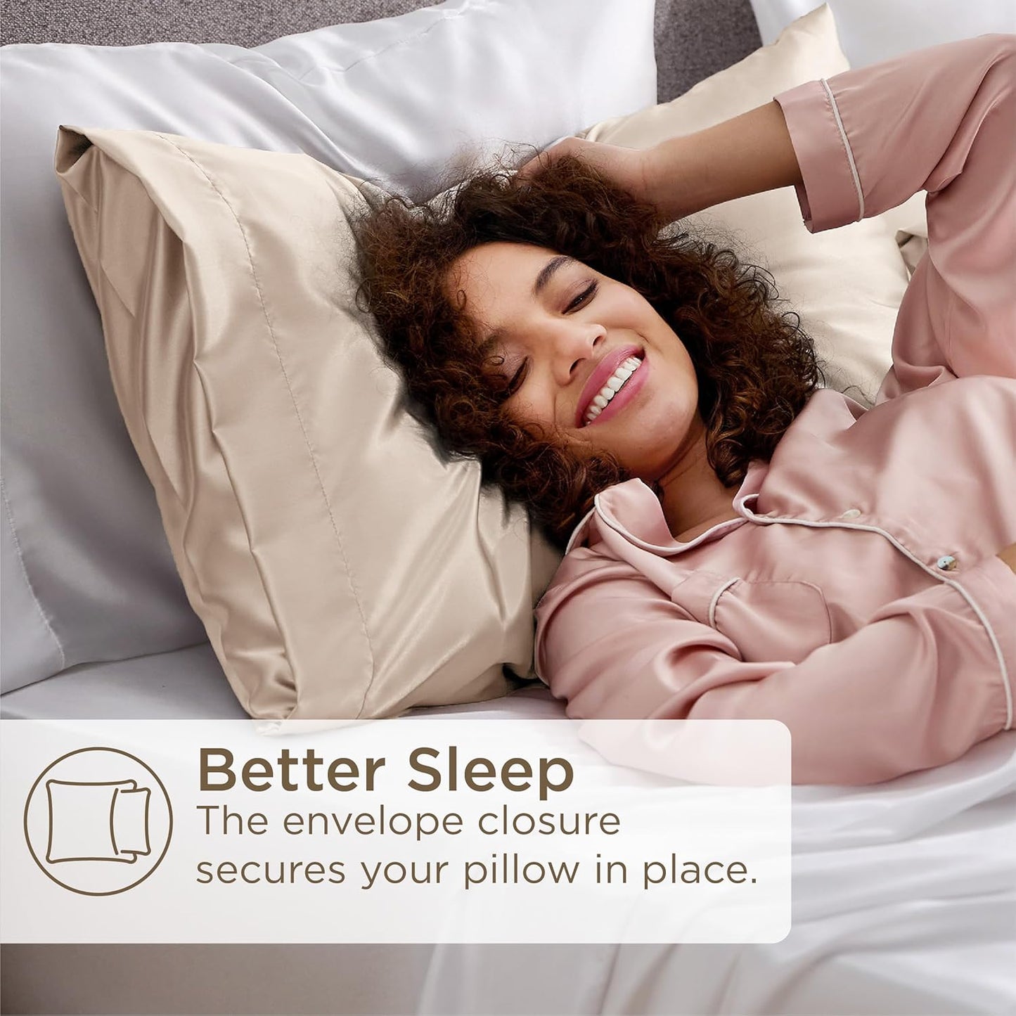 Bedsure King Size Satin Pillowcase Set of 4 - Beige Silky Pillow Cases for Hair and Skin 20x36 Inches, Pillow Covers with Envelope Closure, Similar to Silk Pillow Cases, Gifts for Women Men