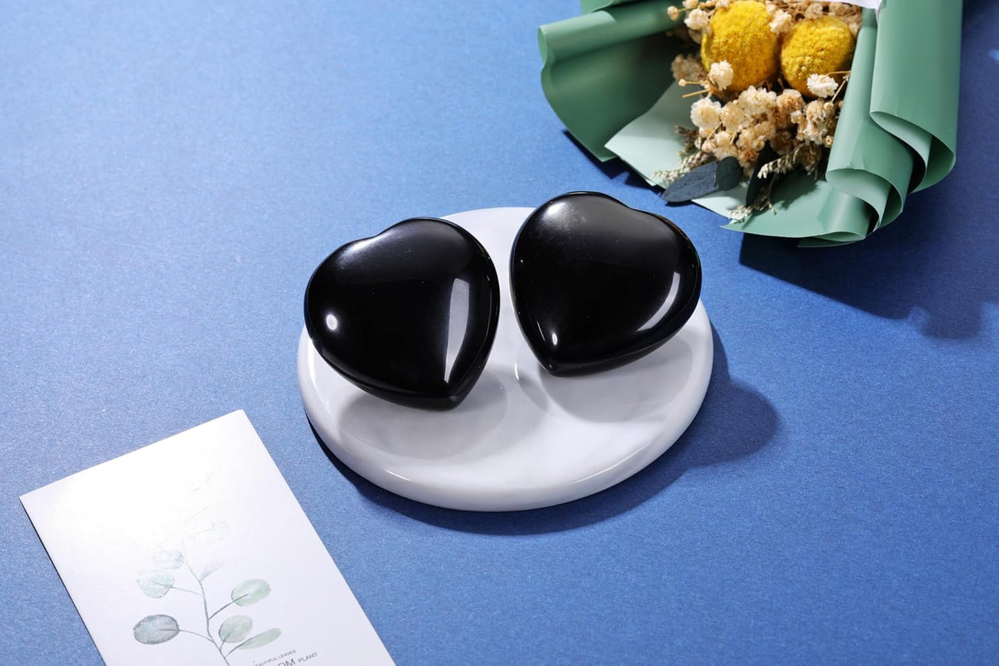 Jovivi 45mm Big Black Obsidian Crystal Heart Healing Crystals Heart Stones Polished Pocket Love Gemstones Natural Reiki Chakra Balancing Meditation Massage Gift Palm Worry Stones for Anxiety