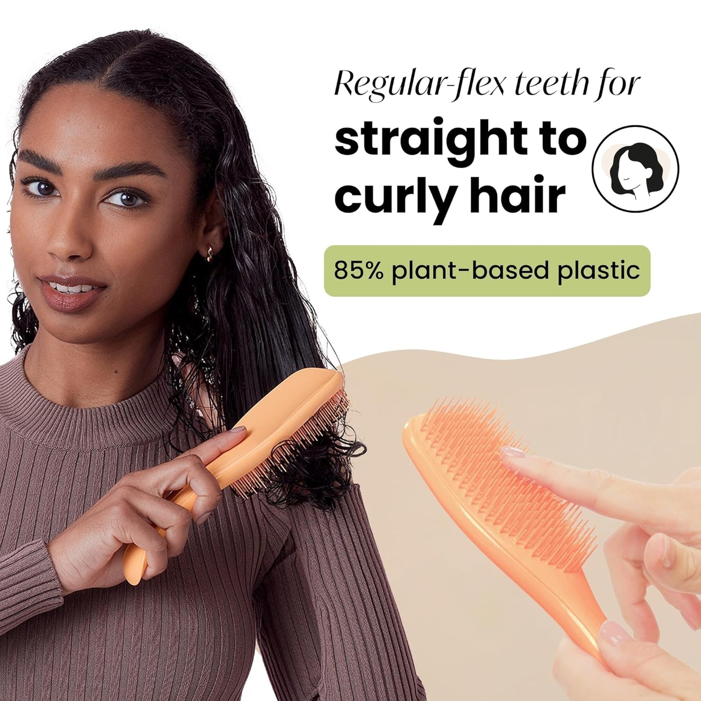 Tangle Teezer Plant-Based Ultimate Detangler Brush, Dry & Wet Hair Brush, Eliminates Knots & Reduces Breakage for All Hair Types, Orange