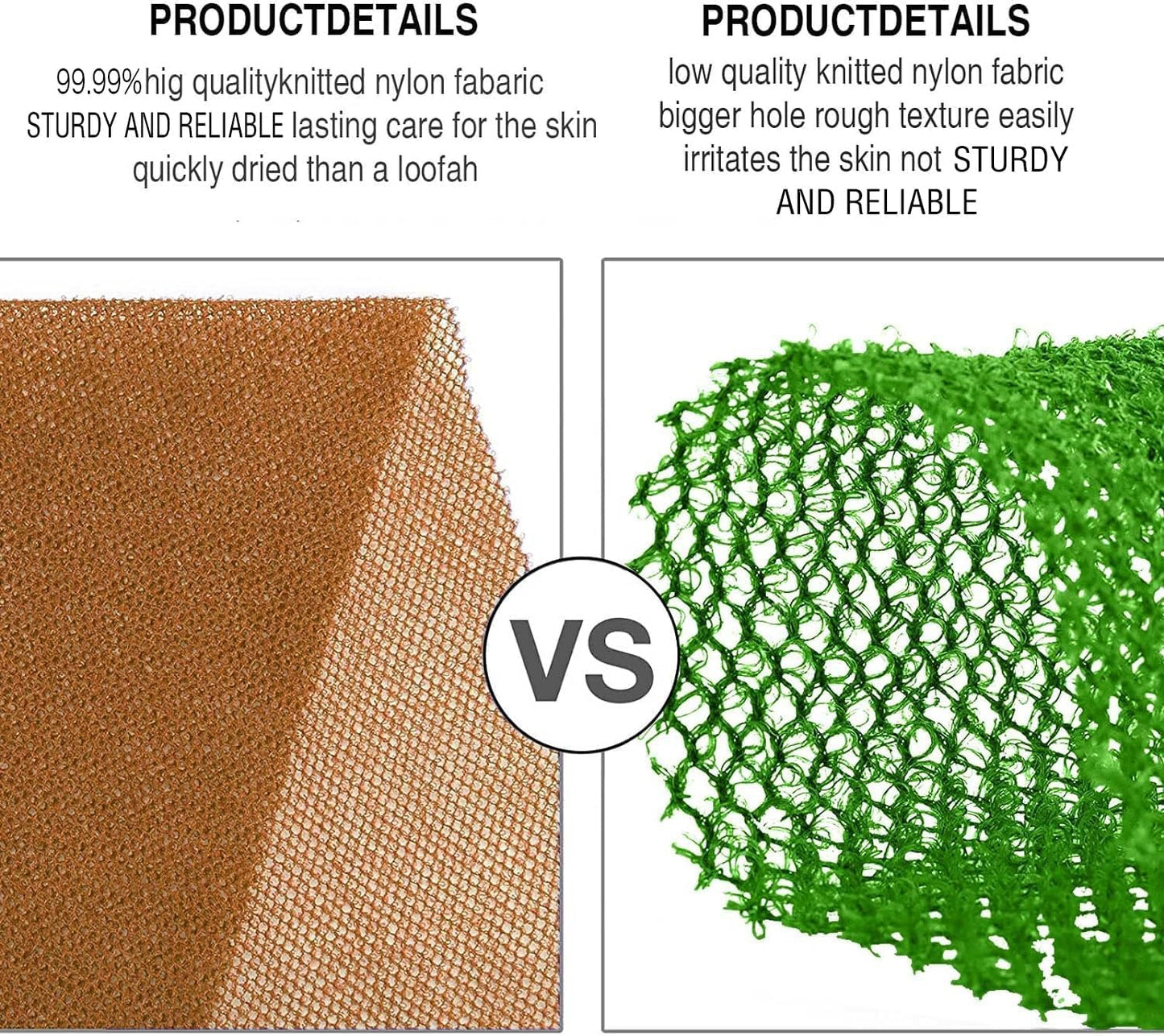 UJFQBH 3 Pieces African Bath Sponge African Net Long Net Bath Sponge Exfoliating Shower Body Scrubber Back Scrubber Skin Smoother,Great for Daily Use (Brown, Blue, Purple)