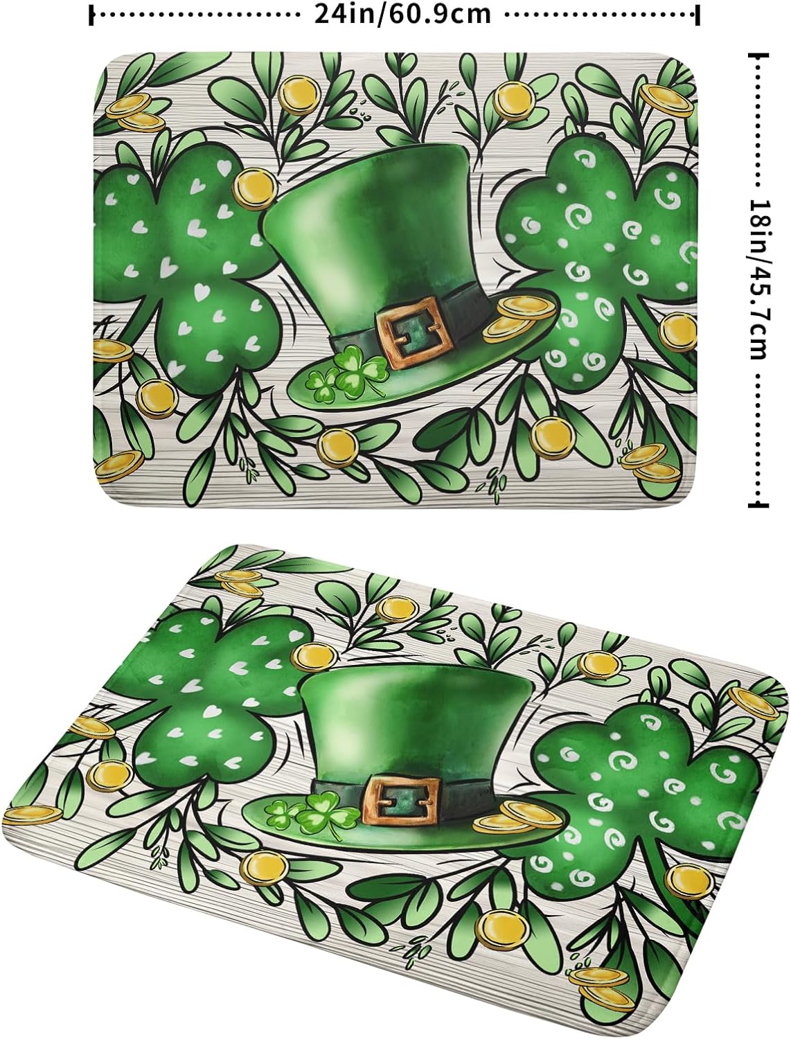 St Patrick's Day Shamrock Dish Drying Mat 18x24 inch Eucalyptus Leaves Dishes Pad Dish Drainer Mats Absorbent Fast Dry Kitchen Accessories