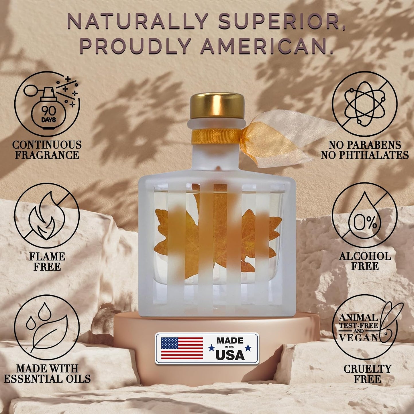 LOVSPA Reed Diffuser Set, Spiced Pumpkin Scented Oil Diffuser with Sticks, Home Fragrance Accessories for Bathroom Shelf Decor, Aroma Diffusers for Home or Office Fall Decor, USA Made