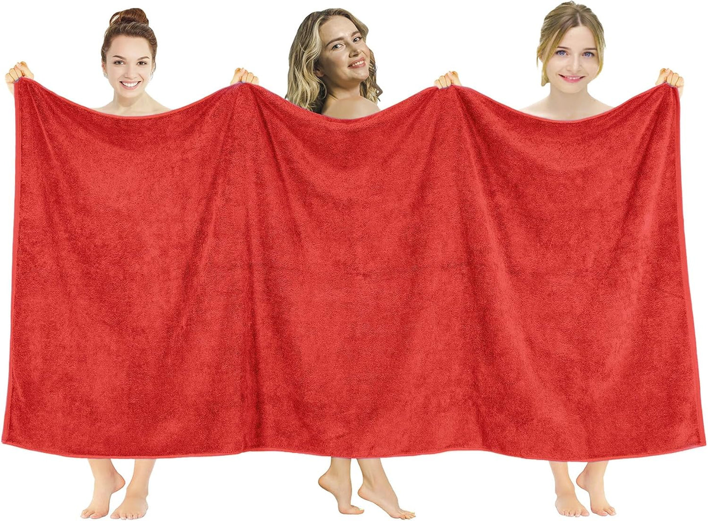 American Soft Linen Oversized Bath Sheet 40x80 Extra Large for Bathroom, 600 GSM 100% Cotton Turkish Jumbo Bathsheet Towels for Adults, Red Bath Sheet