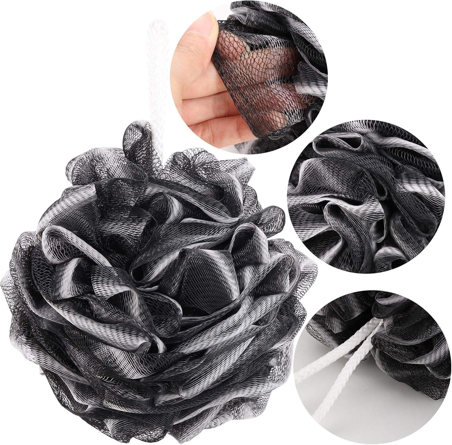 BTYMS 4 Pieces Large Loofah Sponge Shower Puff Bath Scrunchie 75g/pc Shower Sponge Body Loofahs Pouf Mesh Pouf for Body