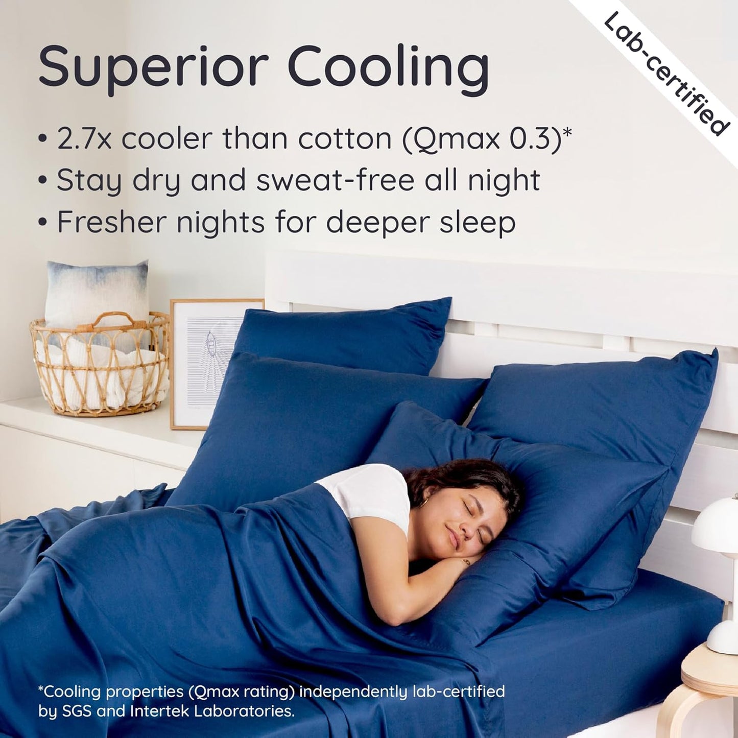 Bambaw 100% Viscose Derived from Bamboo Pillowcase Queen Size – Set of 2 Cooling Pillow Cases Queen, Envelope Pillow Cases Queen, Navy Blue Pillow Case, Breathable & Anti Acne Pillow Cases (Navy Blue)