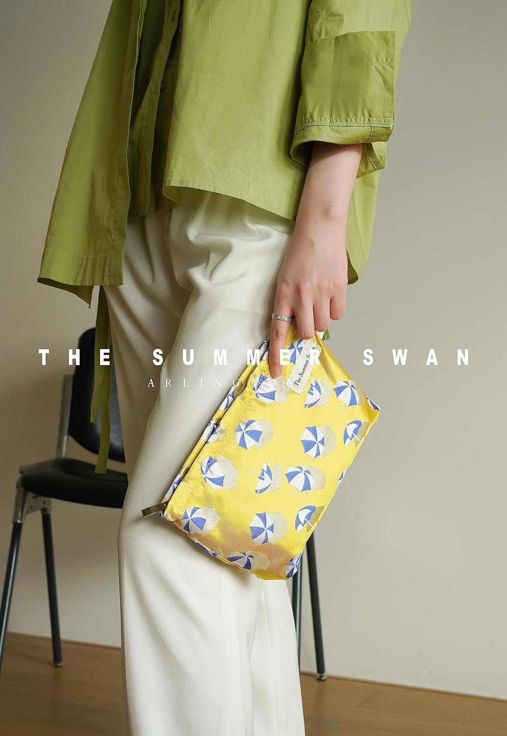 Summer Swan | Large Floral Mid-day Clutch | Period Kit & Hygiene Skincare Bag (Umbrella Yellow)