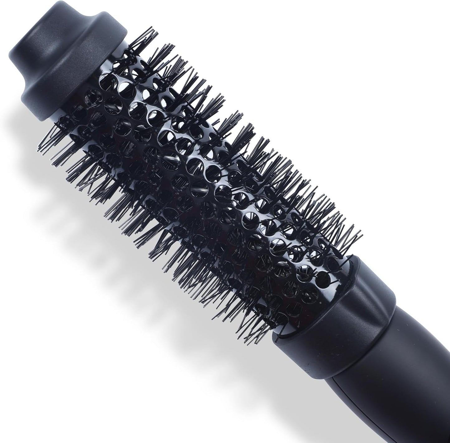 FoxyBae Curling Round Brush 1.25" - Heated Ceramic Tourmaline Multi-Styler Thermal Hair Straightener & Curler - for Frizz Free and Voluminous Hair (Black Rose-Gold)