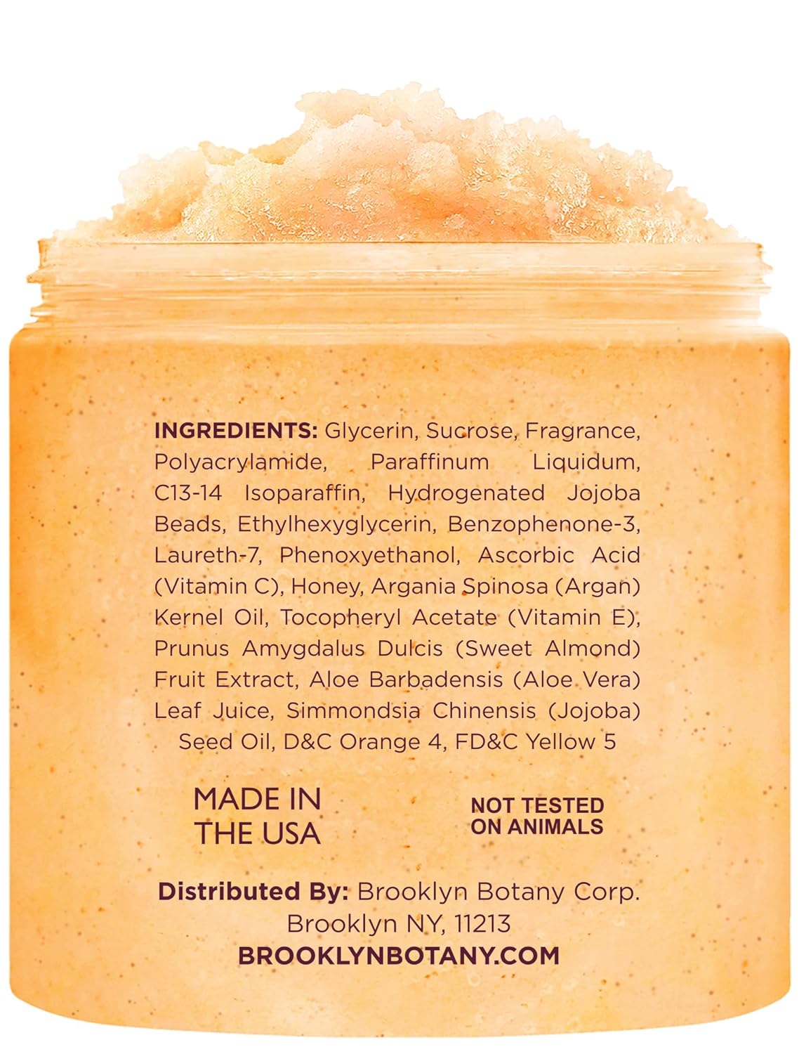 Brooklyn Botany Vitamin C Honey Sugar Scrub for Body 10 oz – Deeply Hydrating and Gently Exfoliating Body Scrub for Women and Men – Moisturizing and Nourishing the Skin