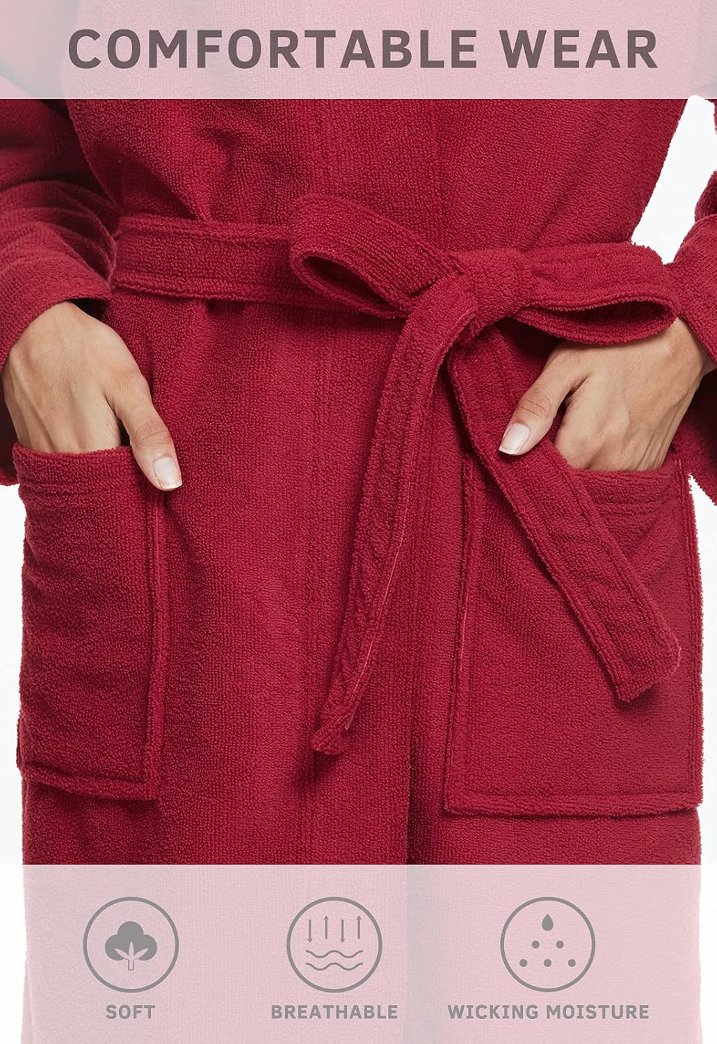 Orrpally Women Kimono Robes Lightweight Terry Cloth Bathrobe Knee Length Bath Robe
