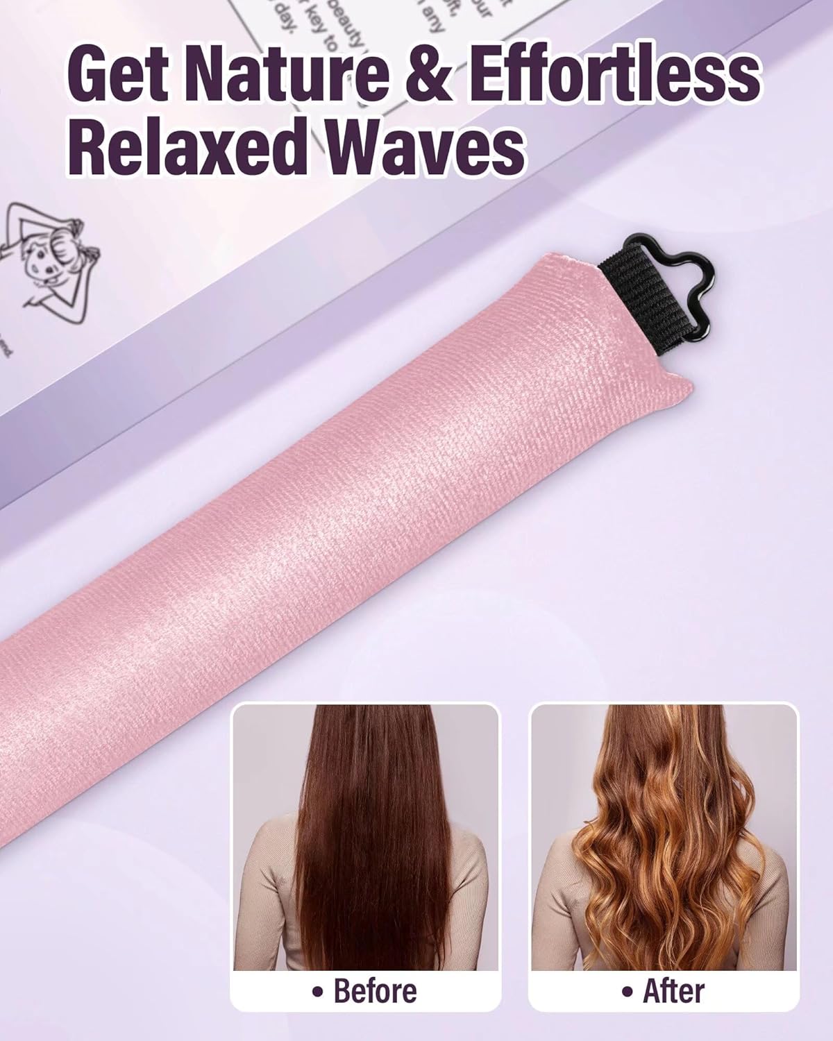 Heatless Hair Curler Overnight Curls-3 Pcs No Heat Curling Blowout Rod to Sleep In,Hair Rollers with Satin Scarf