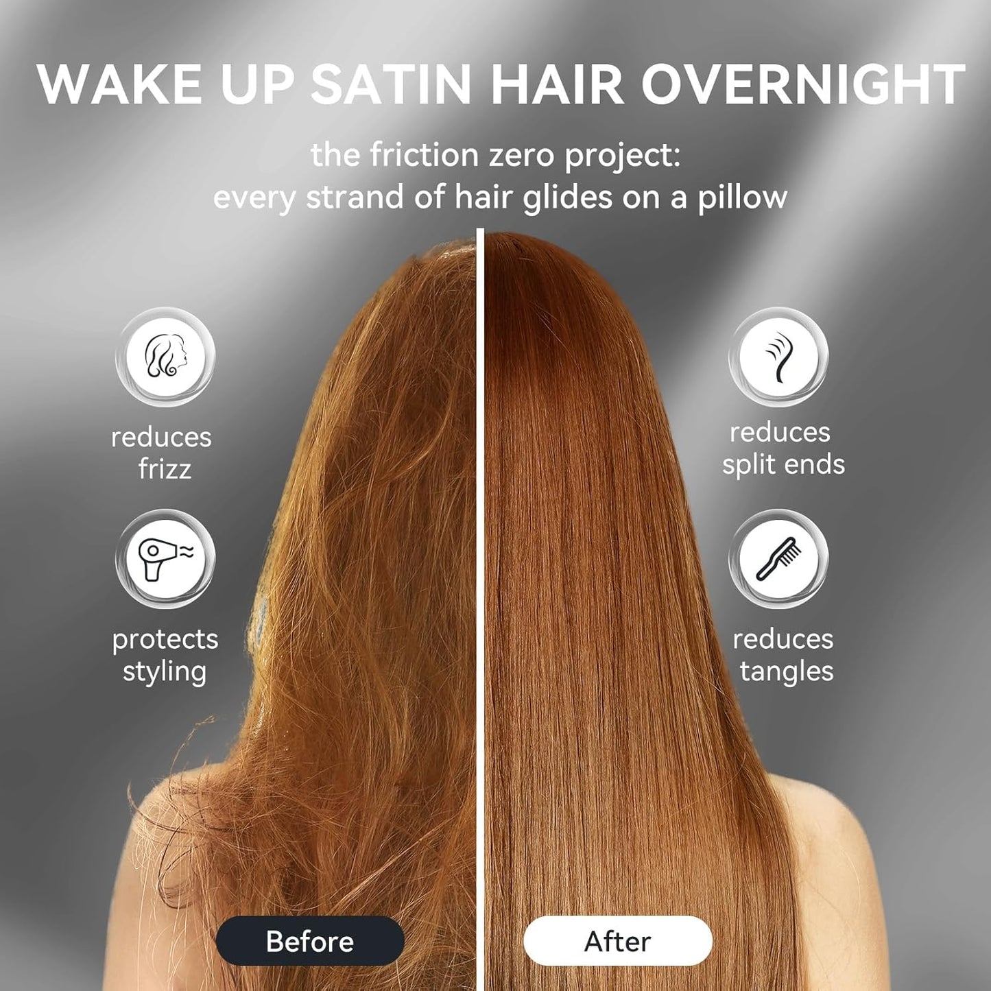 Tyfitb Satin Pillowcase Set for Hair & Skin Care – Cooling, Hypoallergenic, Anti-Frizz, Wrinkle-Free – Soft, Luxurious Pillowcases with Envelope Closure – 2-Pack, King Size 20x36, Gift-Ready