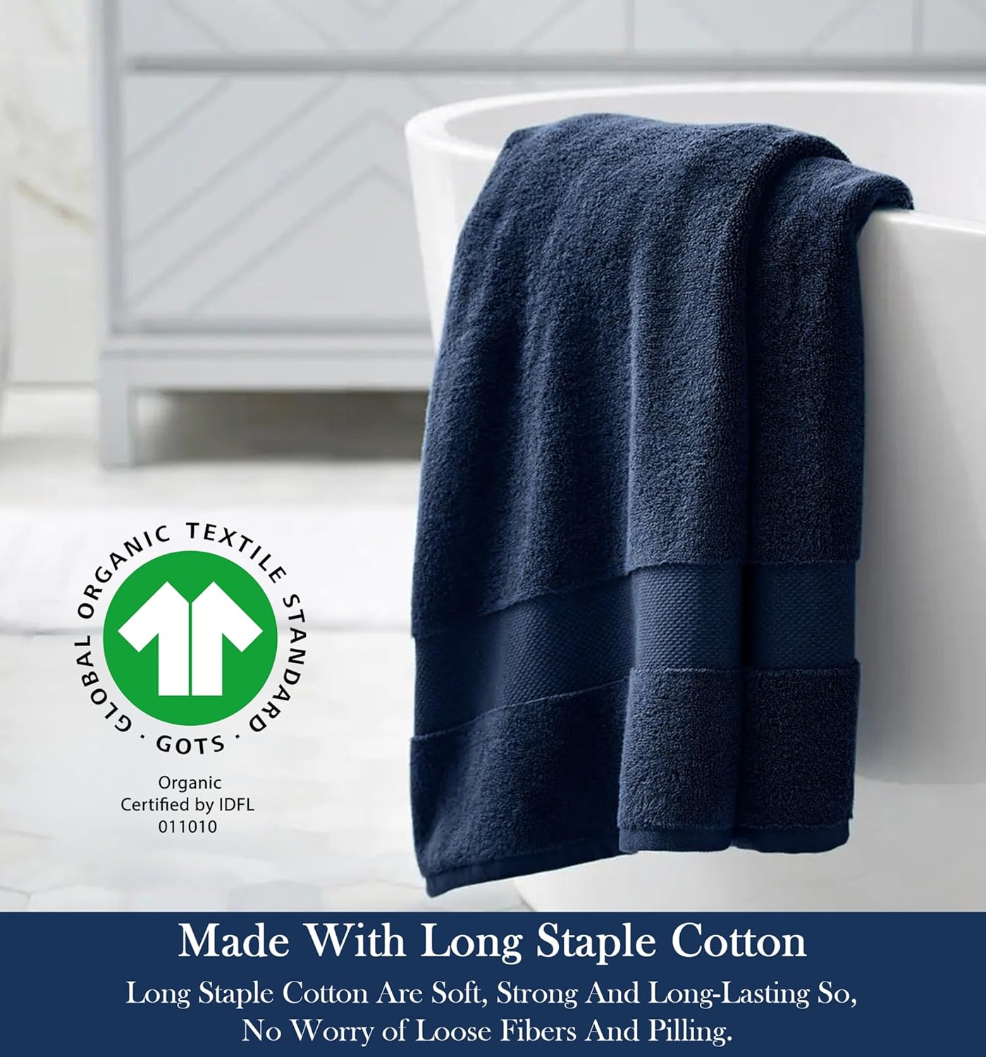 Delara Organic Cotton Luxuriously Plush Bath Sheet | GOTS & Oeko-TEX Certified | Premium Hotel Quality Towels | Feather Touch Technology| 650 GSM Long Staple|Soft, Quick Dry & Ultra-Absorbent 36"x70"