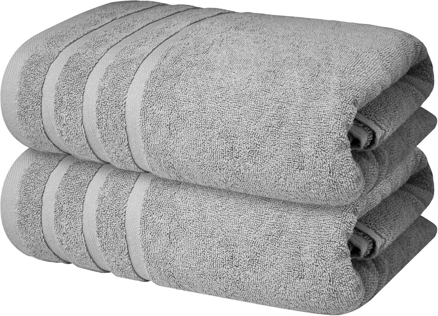 Infinitee Xclusives 100% Cotton Luxury Bath Towels Set of 2 (27x54 Inches) (Charming Grey, Bath Towels - Pack 2)