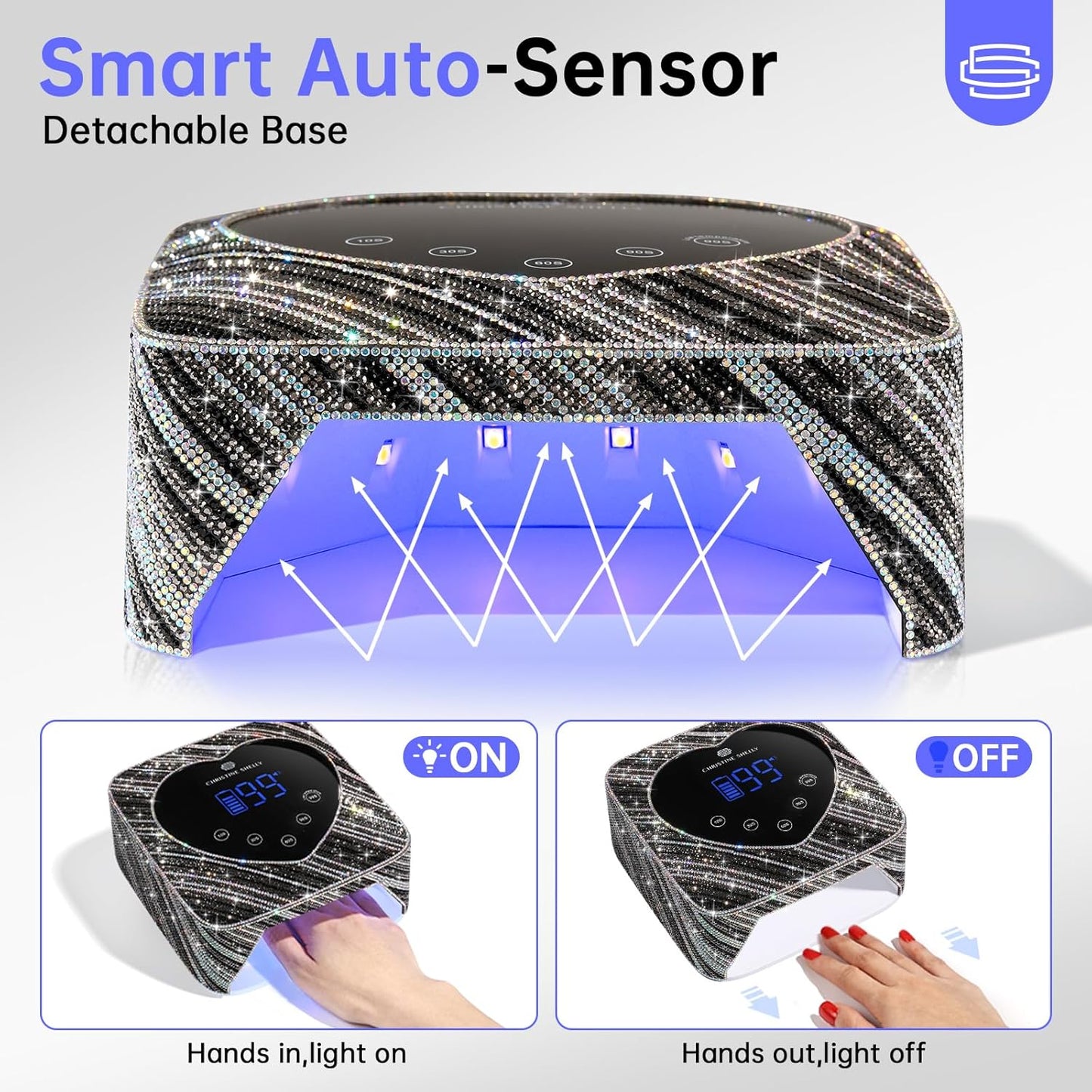 UV LED Nail Lamp 72W Rechargeable Sparkly Nail Dryer Gel Polish Light with 5 Timer Setting Professional Quick Dry Curing Lamp with Display Auto Sensor for Salon & Home