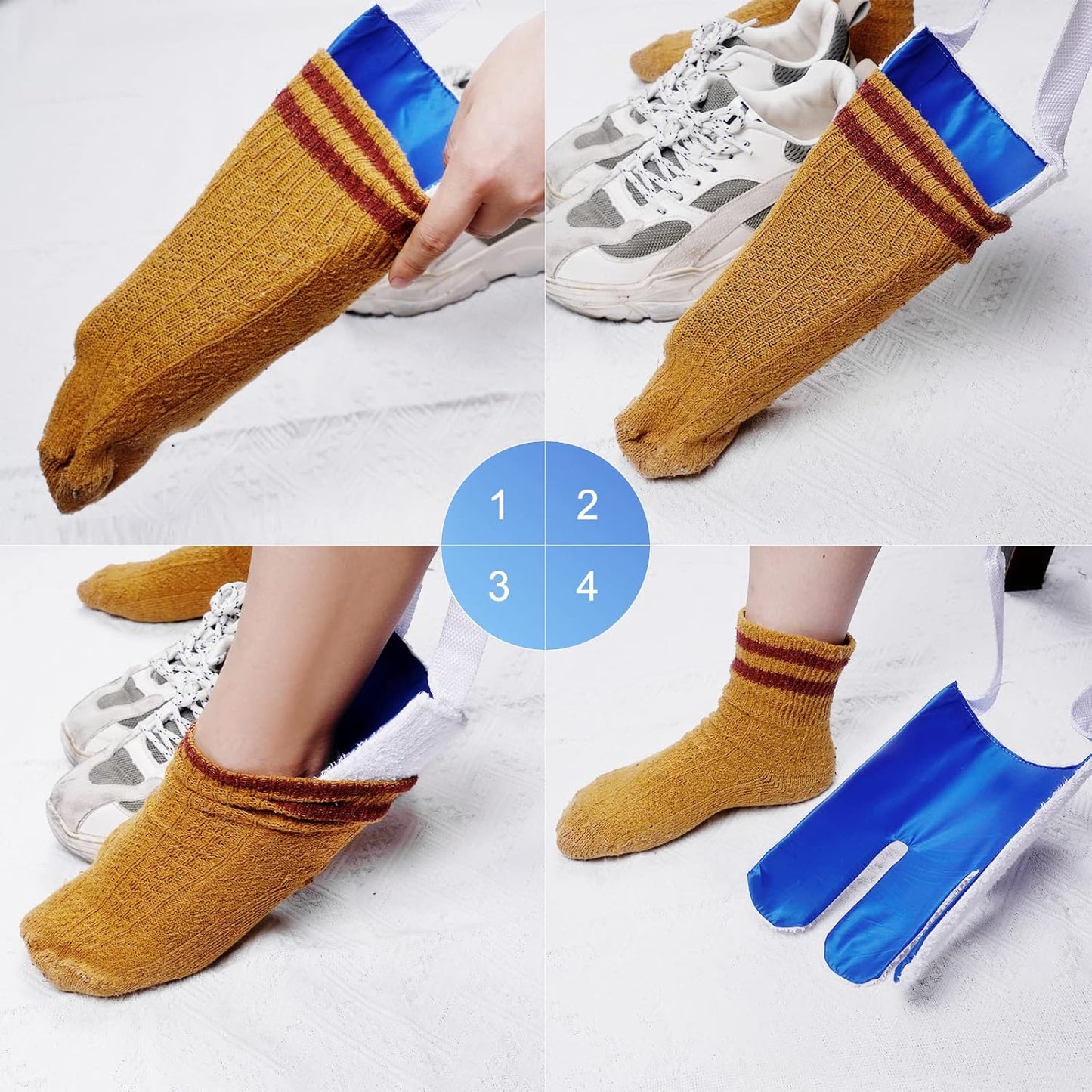 Sock Aid, Sock Helpers to Put on Your Socks for Seniors, Disabled, Pregnancy, Assist Device for Elderly, Tool Aide Puller Easy on and Off with No Bending(Dark Blue 2 Pack)