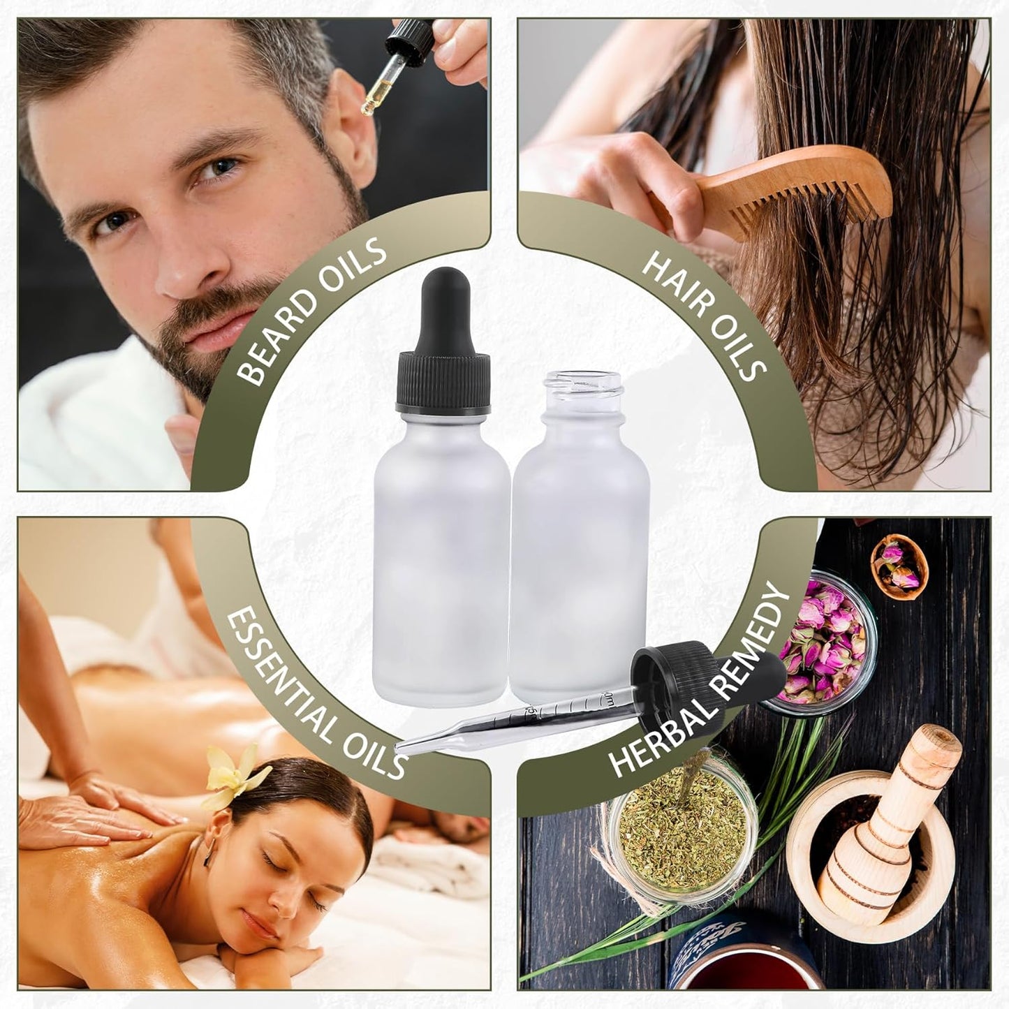 48 Pack,1oz Glass Dropper Bottle, Clear Frosted Tincture Bottles with Dropper, Pretty Finish for All Kinds of Liquids,Oil Bottles for Hair- Stronger Suction ideal for Leakproof Travel