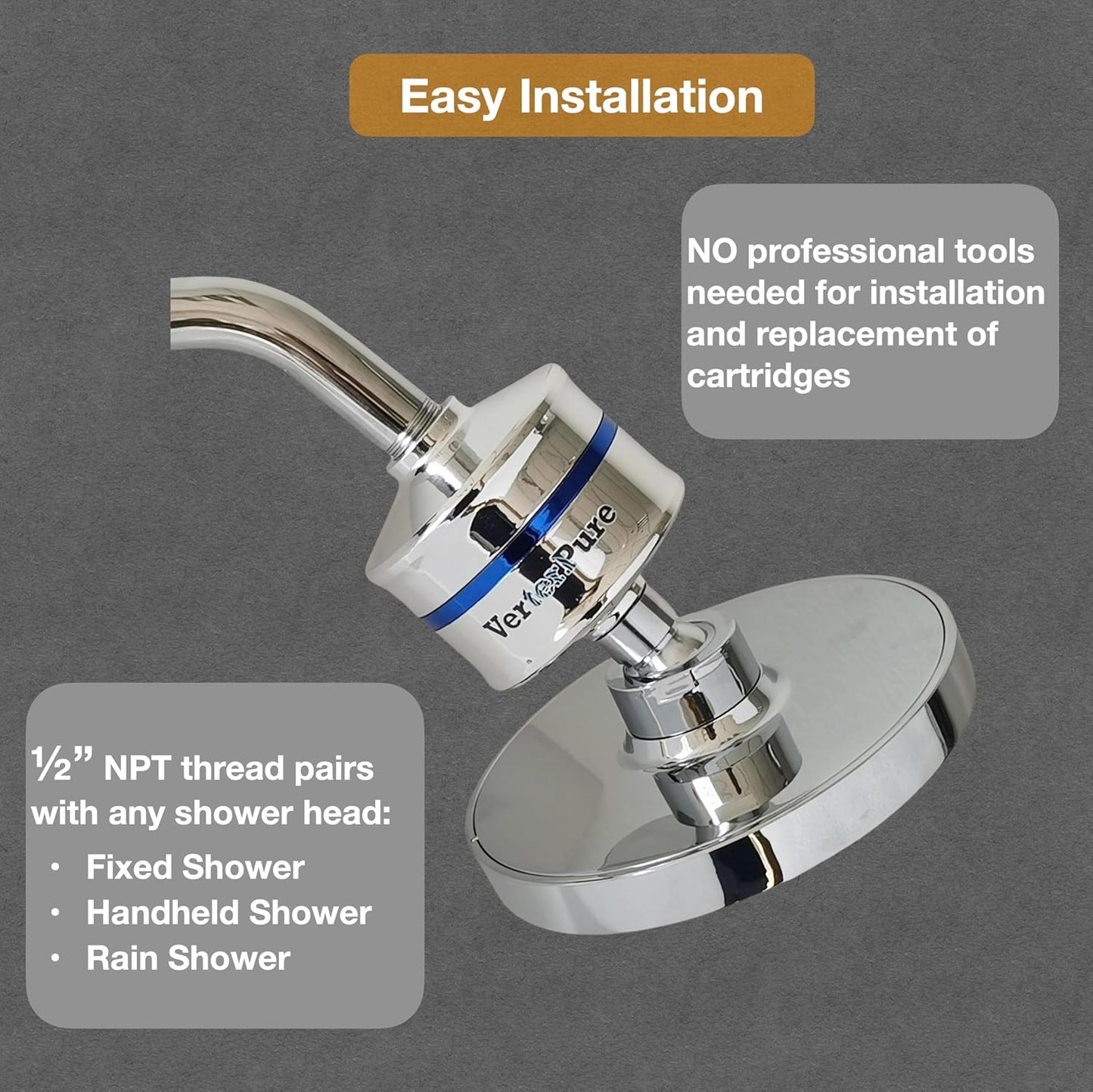 Shower Filter Replacement Cartridge - High Output, 100% KDF-55, Removes Chlorine & Contaminants, Softens & Purifies Hard Water, Improves Skin & Hair, Easy Installation, Hot or Cold Water