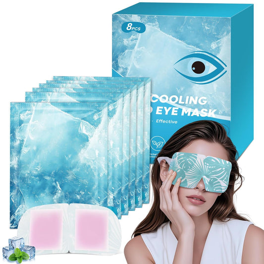 Hydrogel Self Cooling Eye Mask,Cold Eye Mask for Puffy & Burning Eyes,Cold Compress for Fast Relief with Fatigue and Headaches, Individually Wrapped Cool Care Travel Essentials,8 Packs