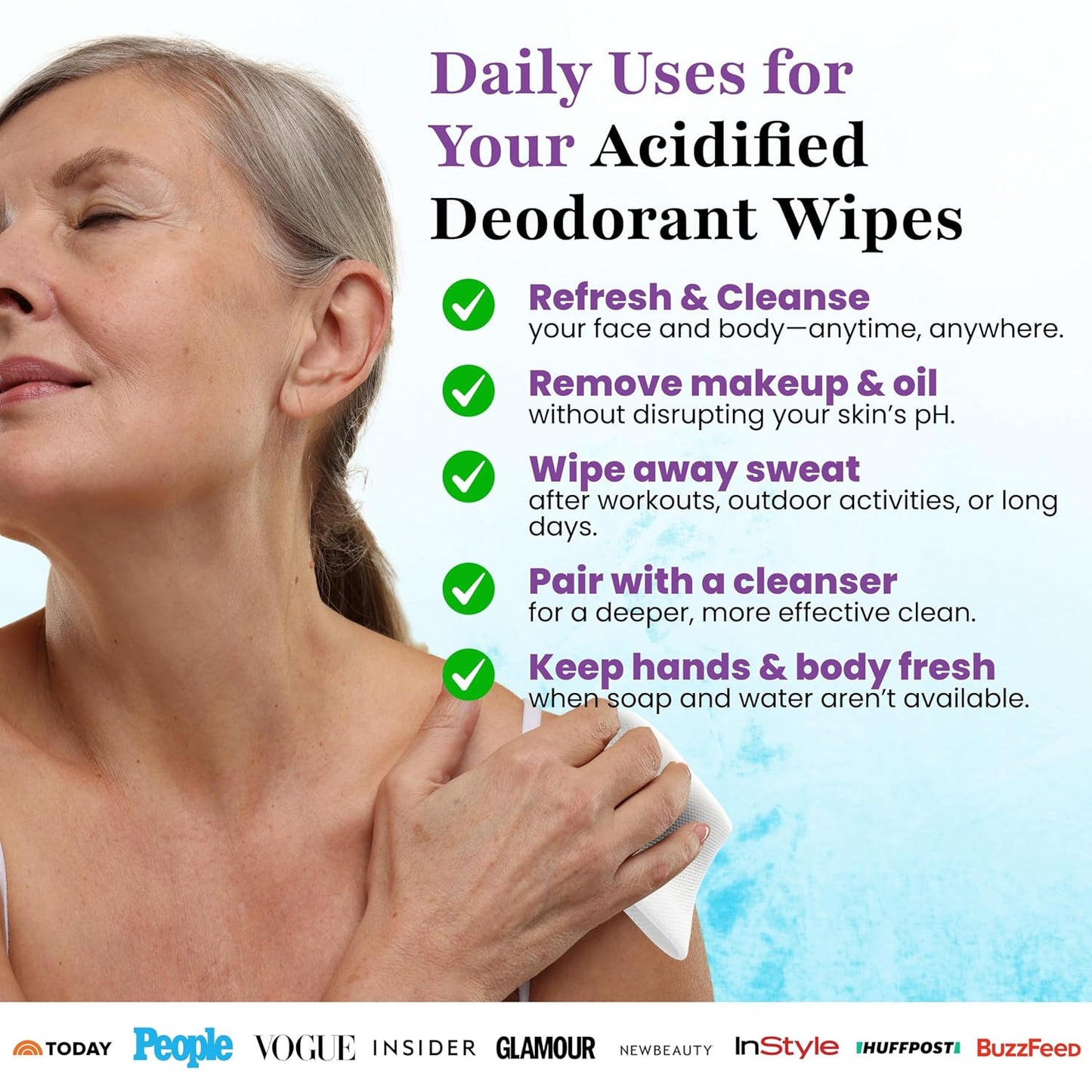 Zero Trace Travel Deodorant Wipes - 60 Count- 24 Hour Odor Control - Aluminum Free Hypoallergenic Deodorant For Women and Men - Individually Wrapped Underarm & Body Wipes - Uscented Bare Fresh