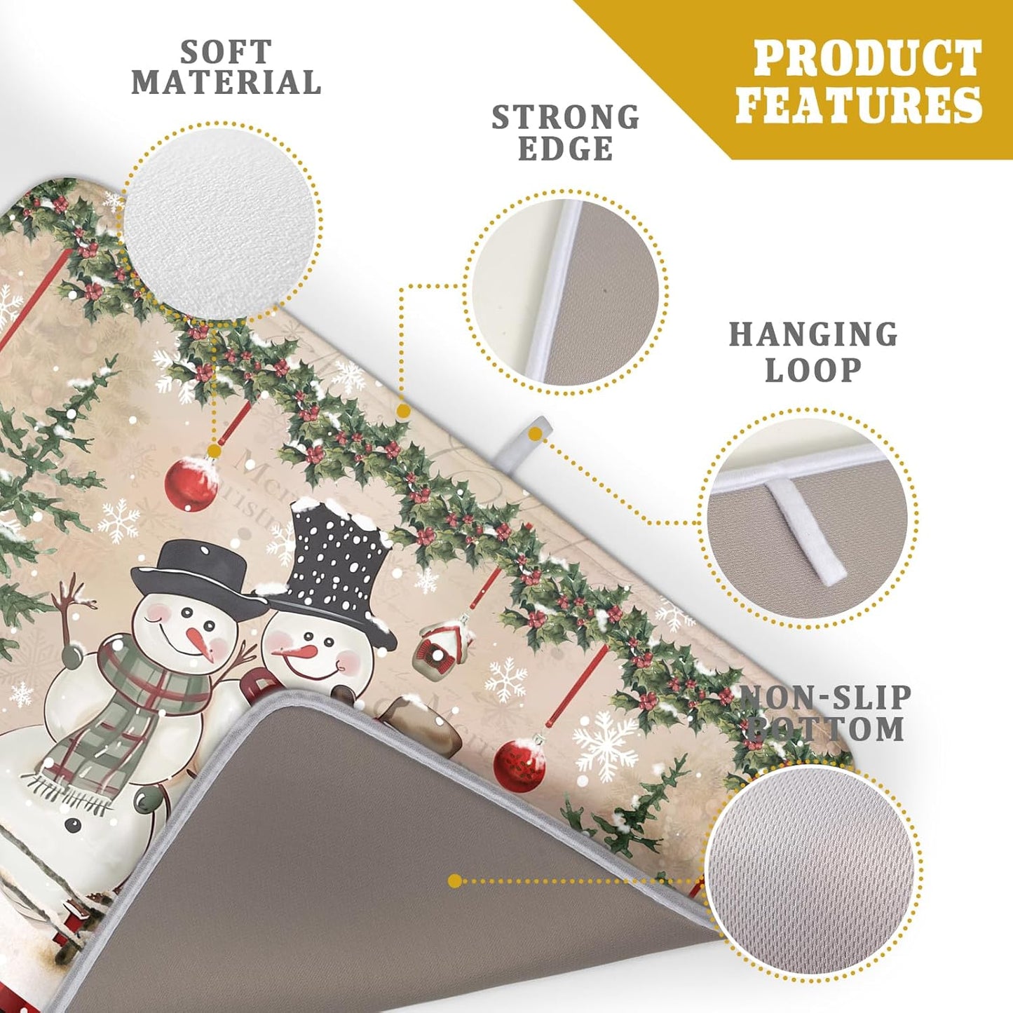 Winter Snowman Dish Drying Mat 18x24 Inch Red Buffalo Plaid Holiday Dish Drainer Mat Absorbent Dish Rack Pad for Kitchen Counter Sink Decor