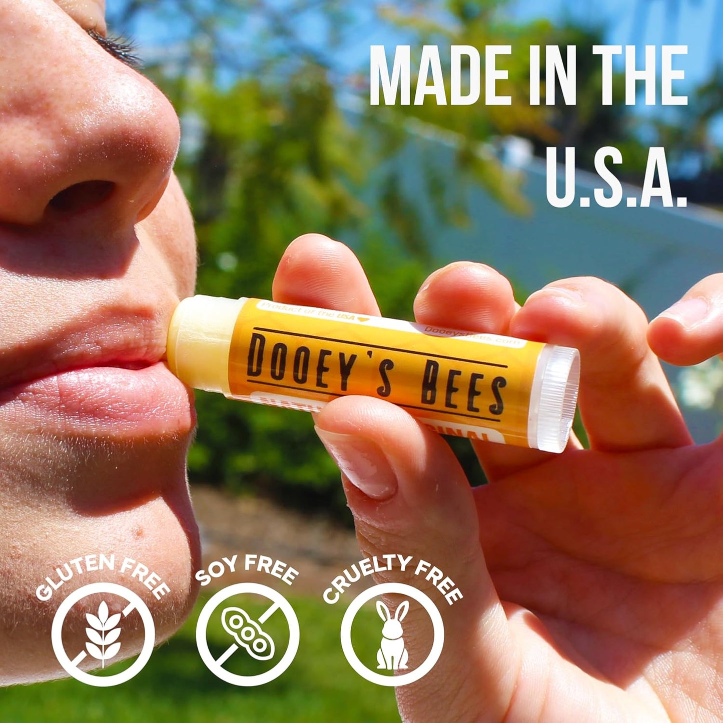 Dooey's Bees All Natural Handmade Beeswax Based 4 Ingredient Lip Balm, Peppermint 4 Count