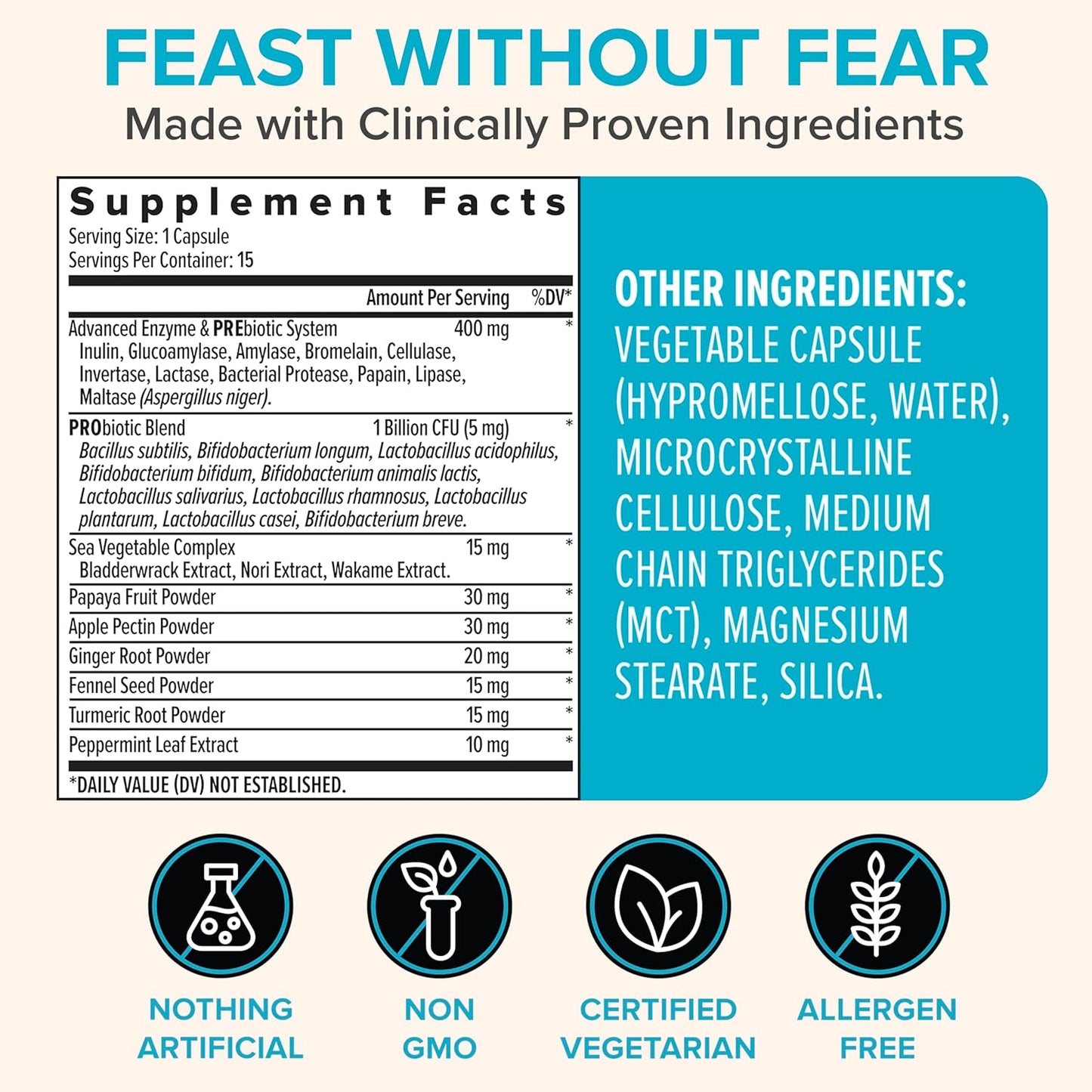 Zenwise Health Digestive Enzymes and Bromelain for Gut Health - Probiotic Multi Enzymes with Prebiotics and Probiotics for Women and Men for Digestive Health and Bloating Relief for Digestion -15 CT