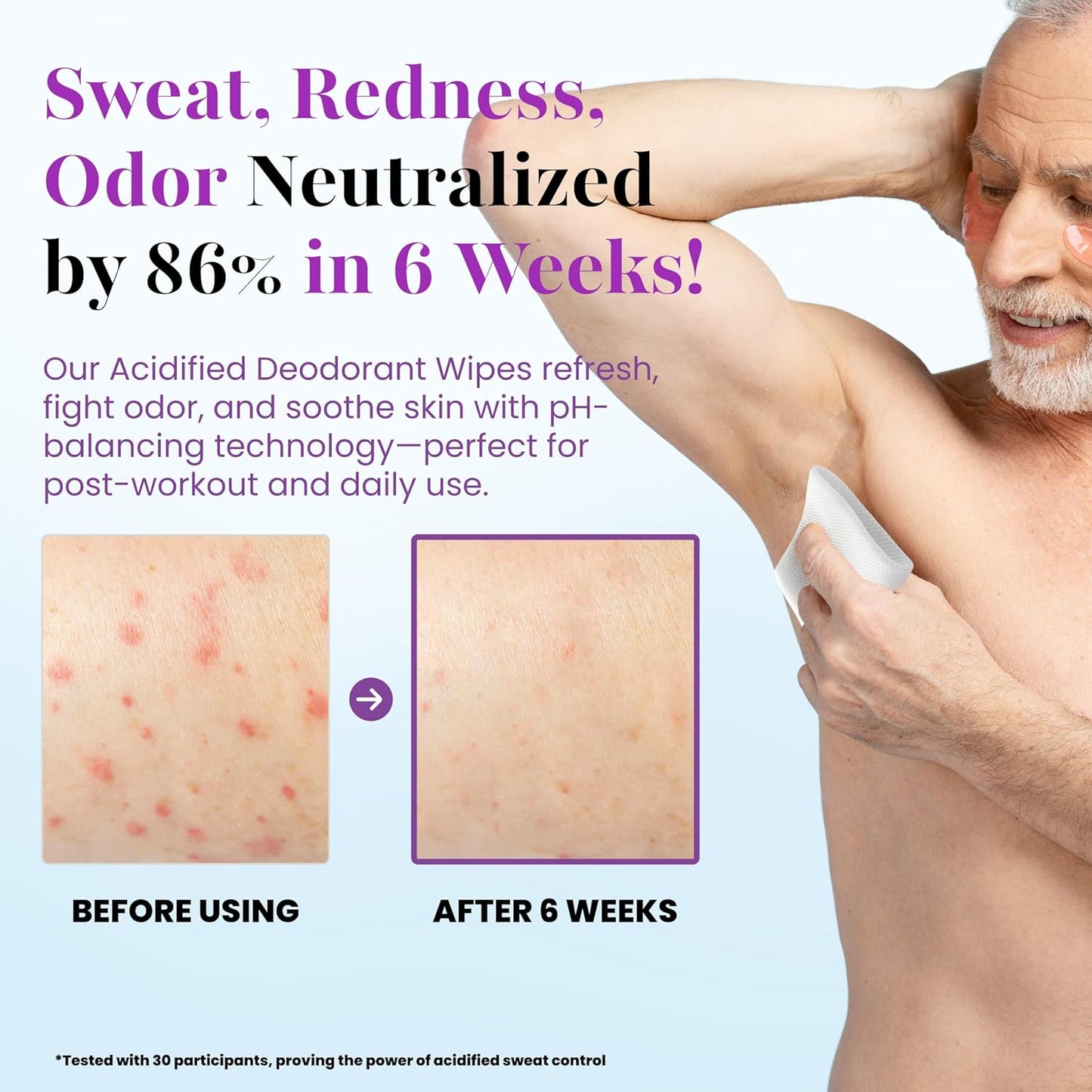 Zero Trace Travel Deodorant Wipes - 60 Count- 24 Hour Odor Control - Aluminum Free Hypoallergenic Deodorant For Women and Men - Individually Wrapped Underarm & Body Wipes - Uscented Bare Fresh