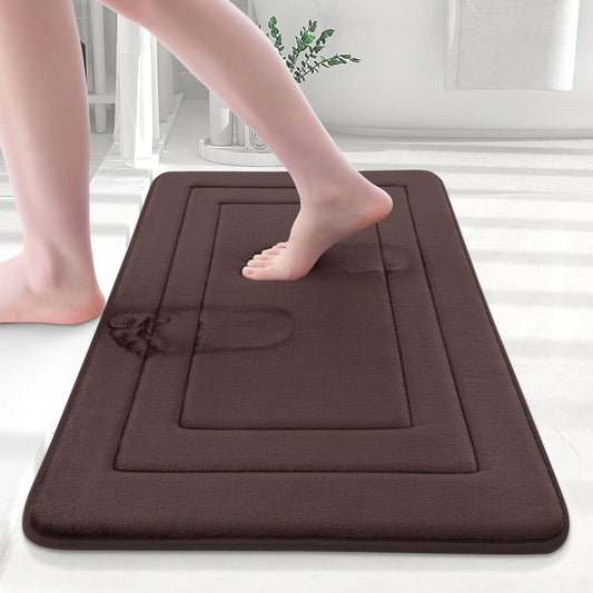 Arotive Memory Foam Bathroom Rug Mat 30x20, Ultra Soft and Absorbent Bath Mat, Machine Wash Dry, Comfortable Bath Rug Carpet for Bathroom Floor, Tub and Shower, Brown