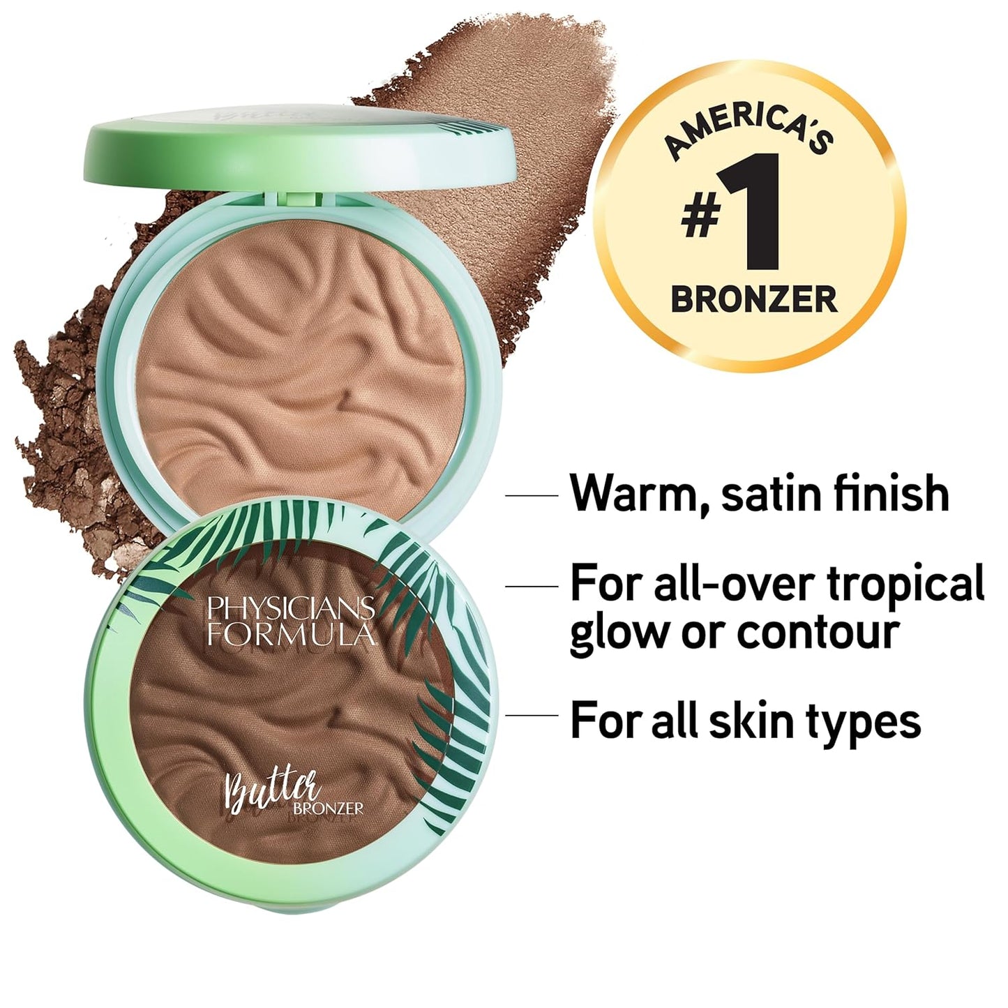 Physicians Formula Murumuru Butter Bronzer, Moisturizing, Nourishing Murumuru Butter for Silky Glow, Dermatologist Tested, Hypoallergenic, Vegan & Cruelty-Free - Sculpting Bronzer