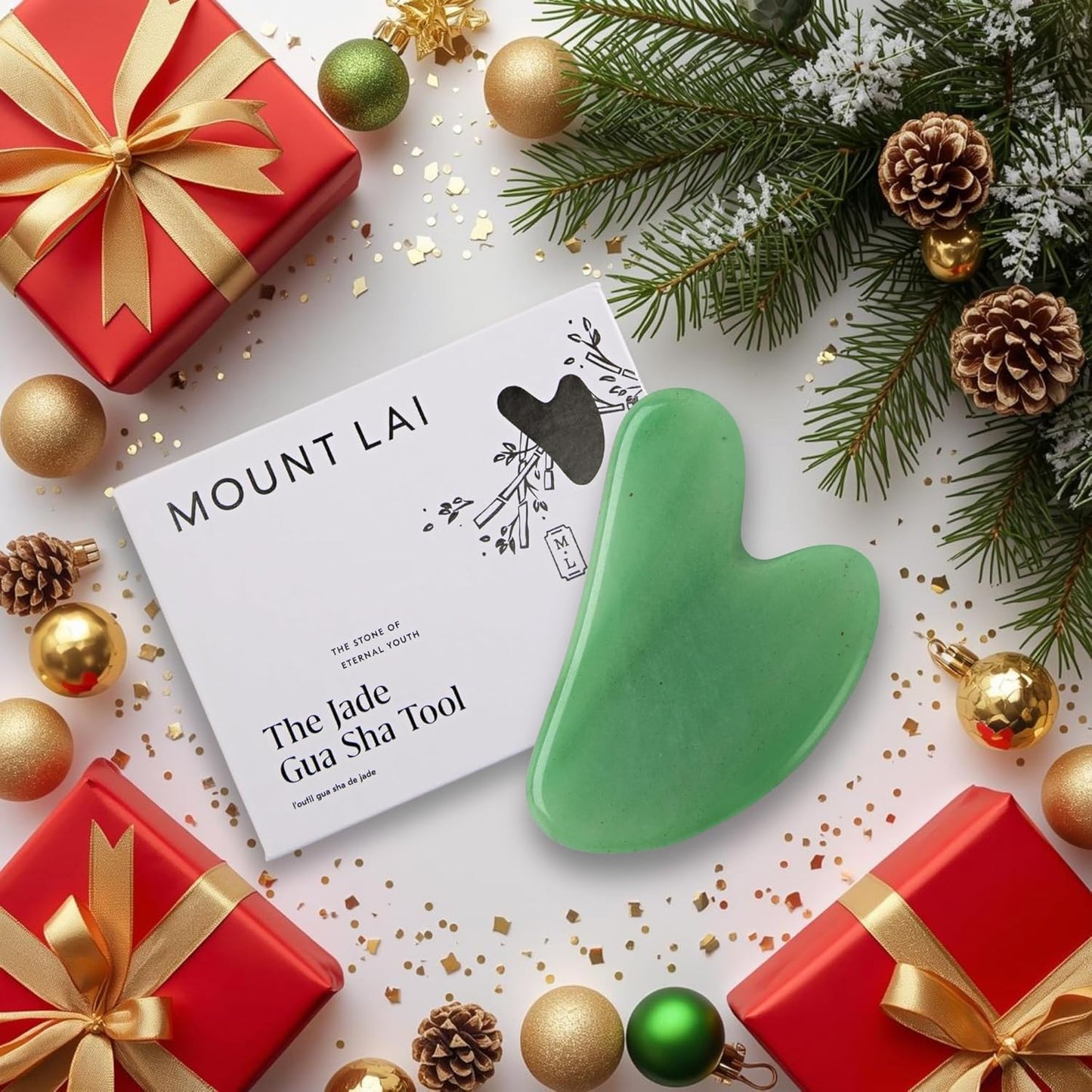 Mount Lai Jade Gua Sha Facial Tool – The Stone of Eternal Youth – 100% Genuine Jade Stone Face Sculpting Tool for Lymphatic Drainage, Puffiness Reduction & Timeless Radiance