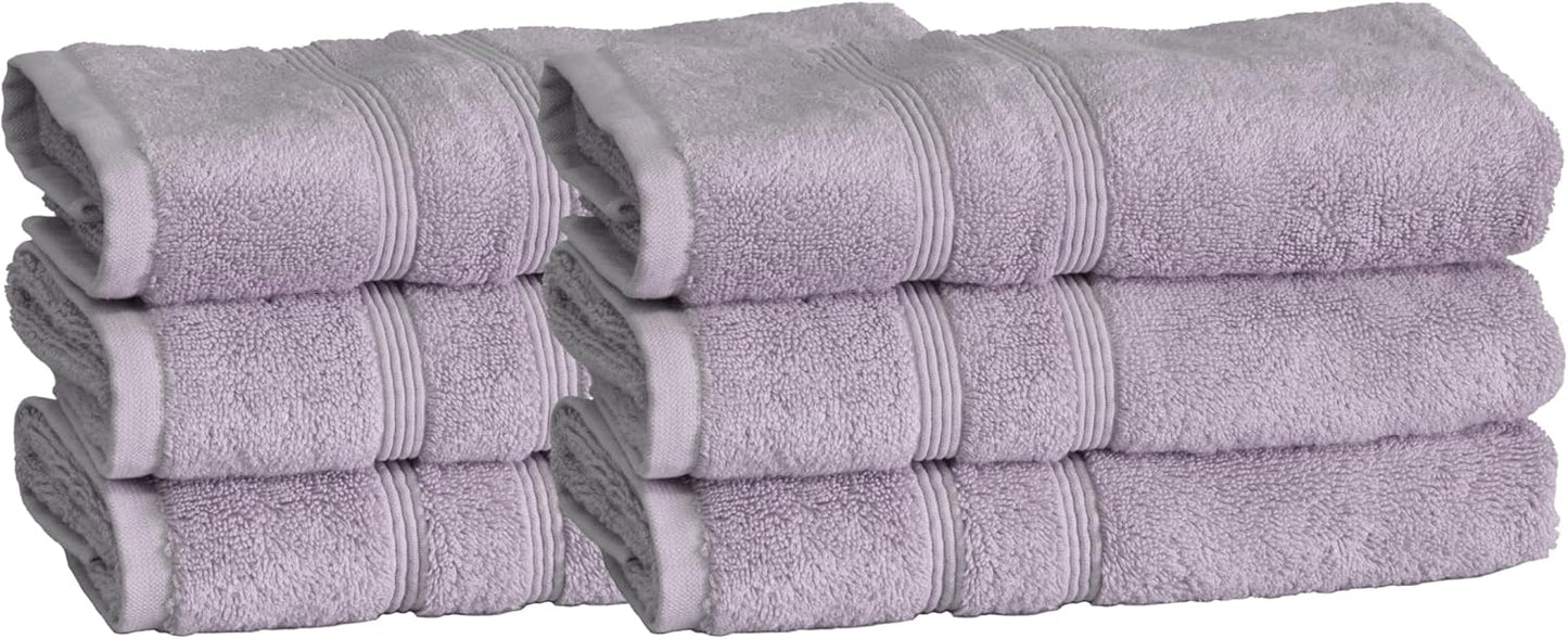 Mosobam Luxury Turkish Set of 6 Hand Towels 16X30 Lavender Aura 700 GSM Bamboo Viscose & Aegean Turkish Combed Cotton