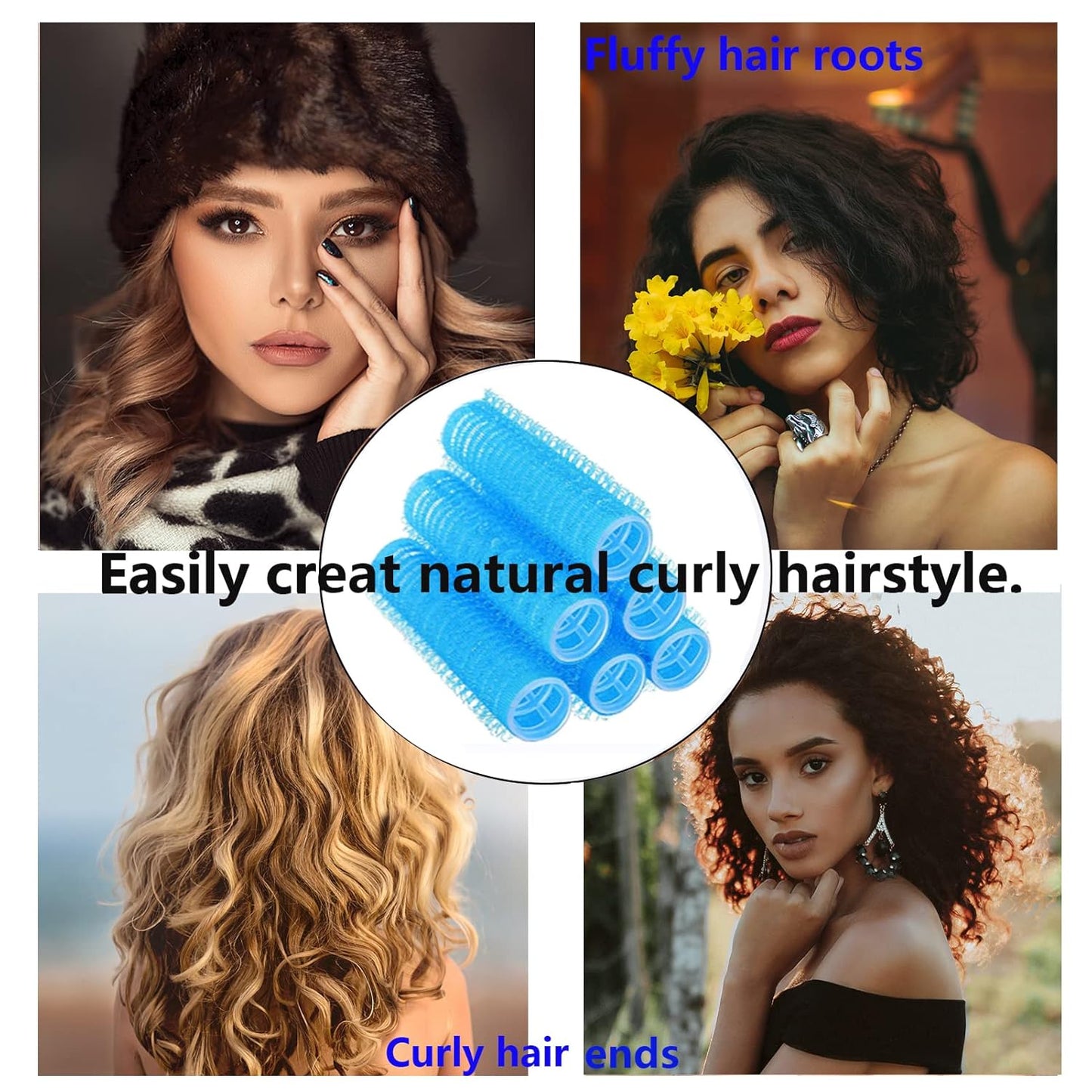 18PCS Self Grip Small Hair Curlers Heatless Roller Hair Curlers Pro Salon Hairdressing Curler DIY Curly Hairstyle Hair Rollers Tools Rat Tail Comb for Women Medium Short Hair(Light Blue)