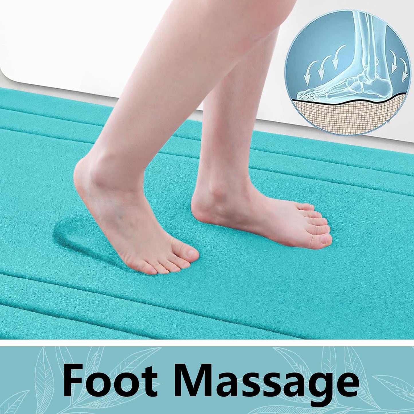 Arotive Memory Foam Bathroom Rug Mat 36x24, Ultra Soft and Absorbent Bath Mat, Machine Wash Dry, Comfortable Bath Rug Carpet for Bathroom Floor, Tub and Shower, Teal