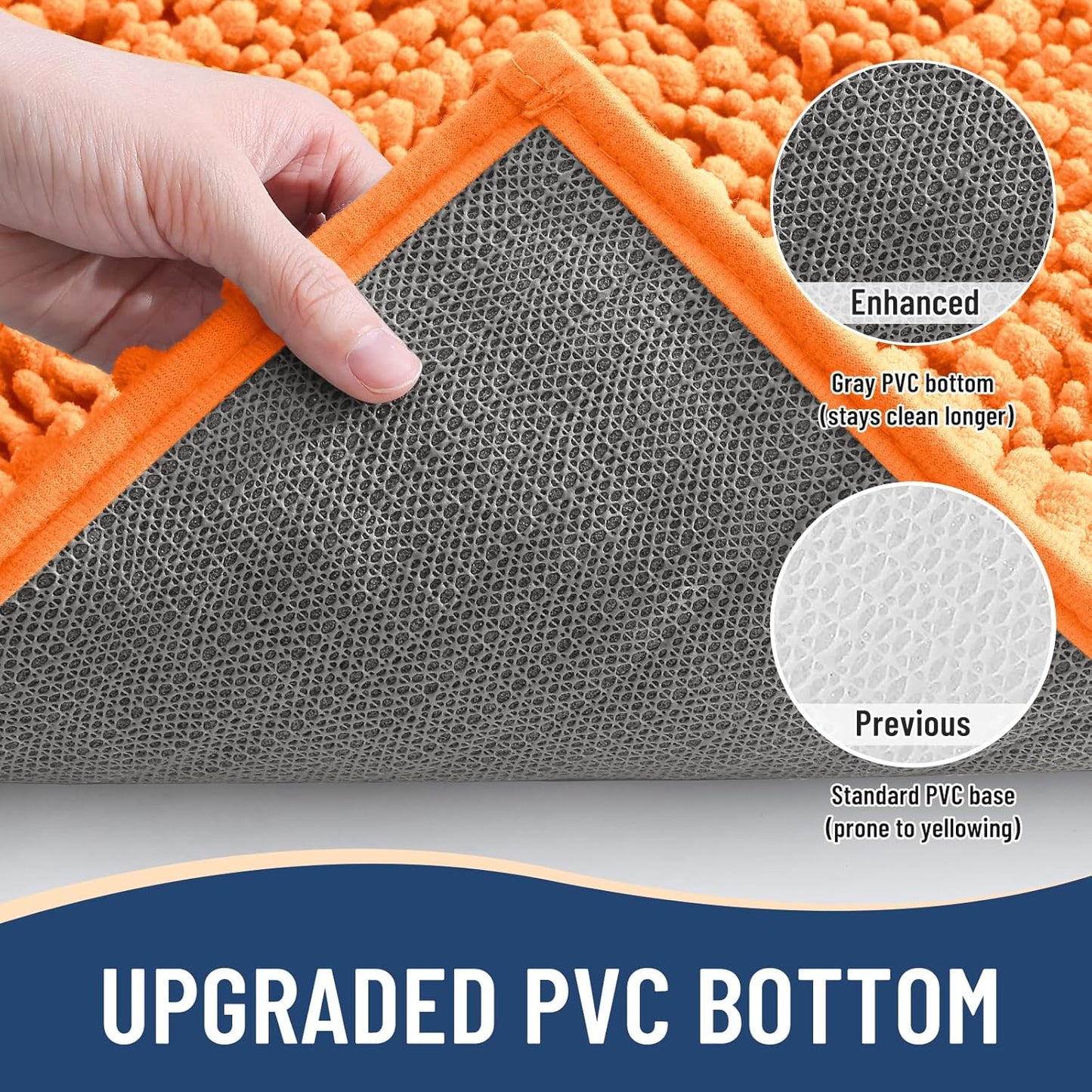 Arotive Luxury Chenille Bathroom Rug Mat, Extra Soft Thick Absorbent Shaggy Bath Rugs, Non-Slip Machine Wash Dry, Plush Bath Mats for Bathroom, Shower and Tub, 36x24, Orange