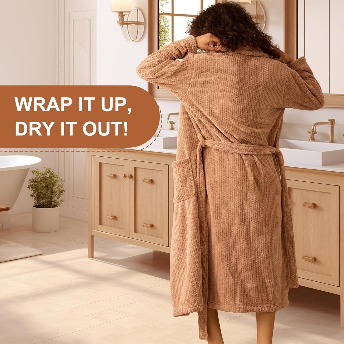 Women's Shawl Collar Bathrobe, Soft Long Towel Robes for Women - Super Absorbent Quick Dry yet Warm